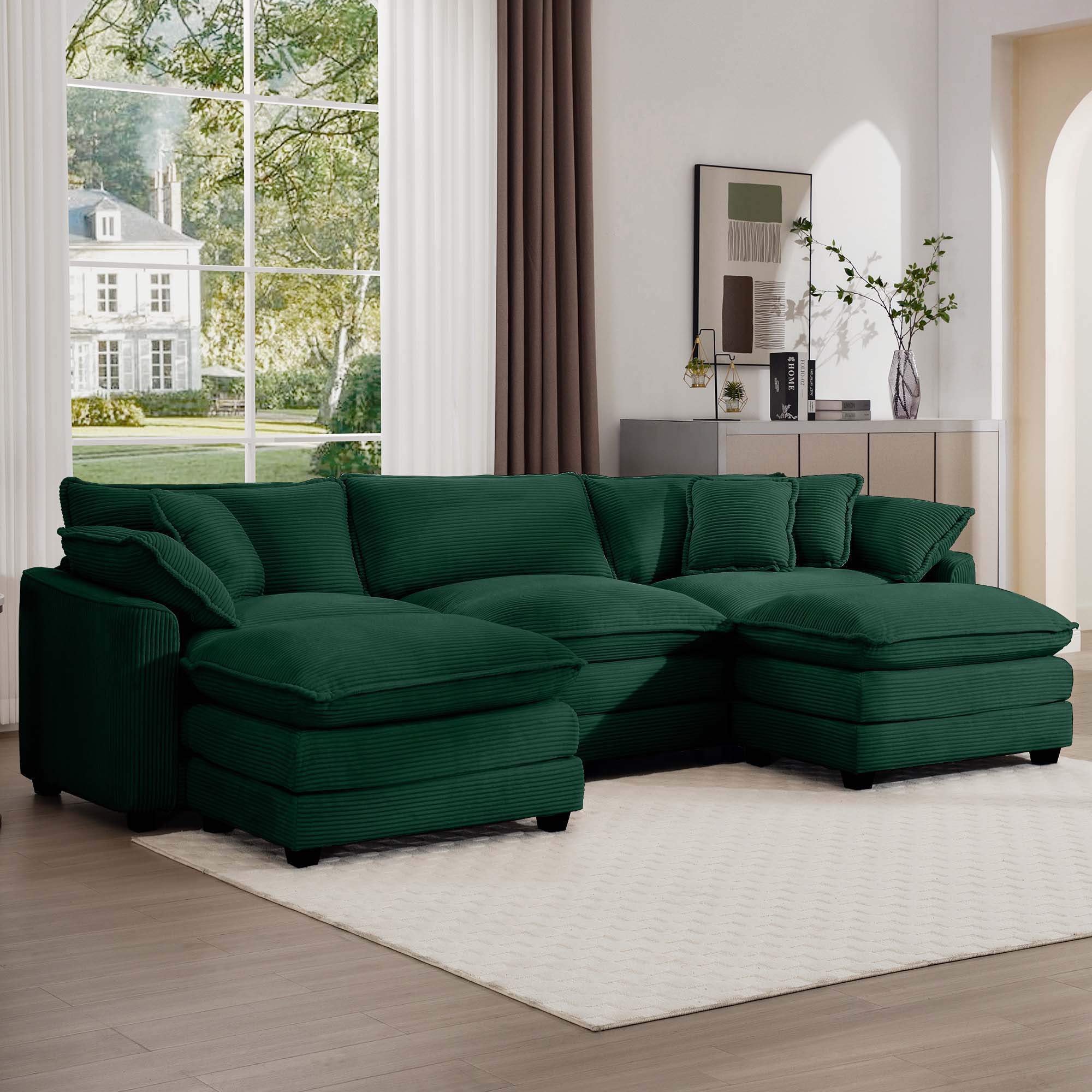 Modern Oversized Modular Cushion Sofa With Ottoman, Low Back, Deep Seating Sofa Set - Image 56