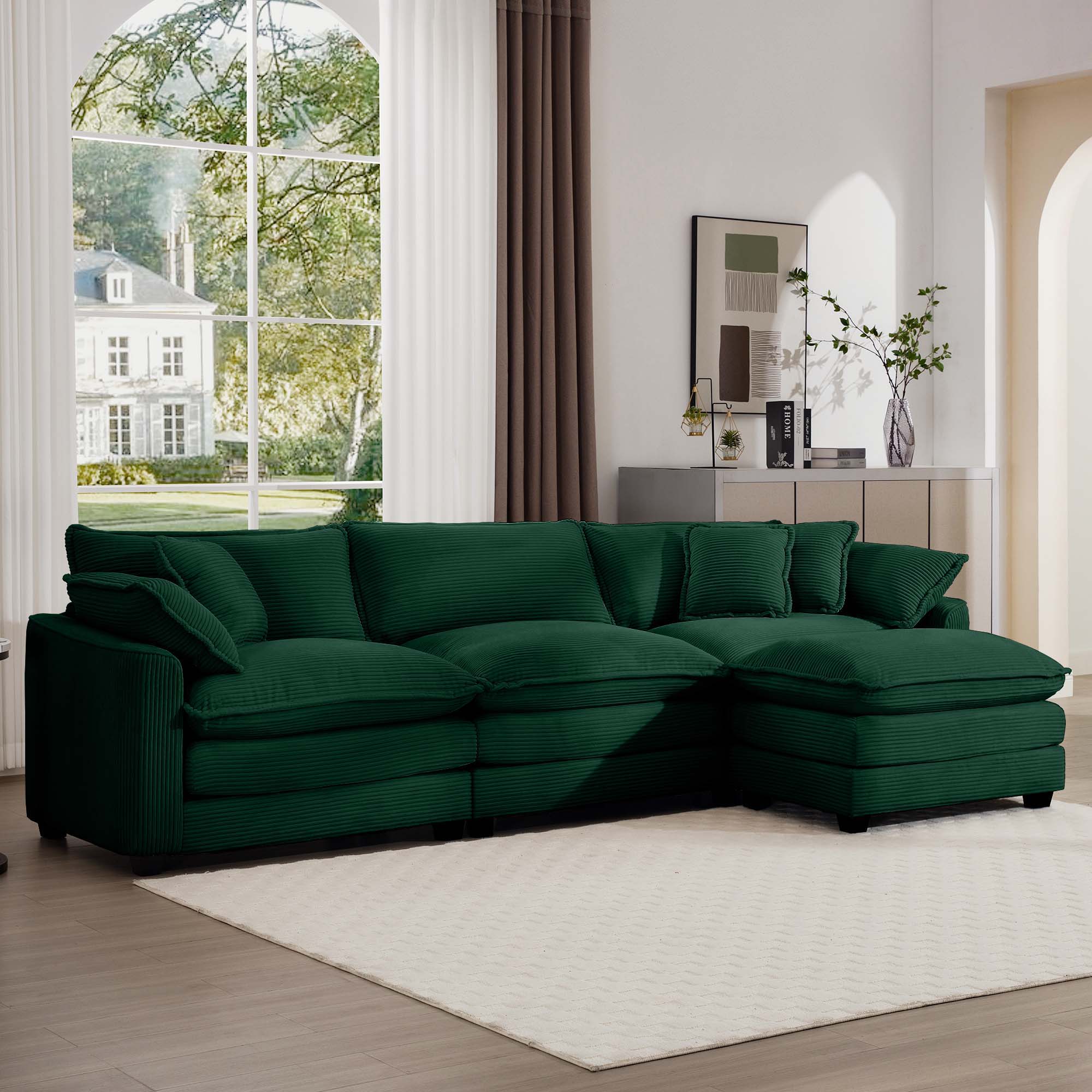 Modern Oversized Modular Cushion Sofa With Ottoman, Low Back, Deep Seating Sofa Set - Image 57