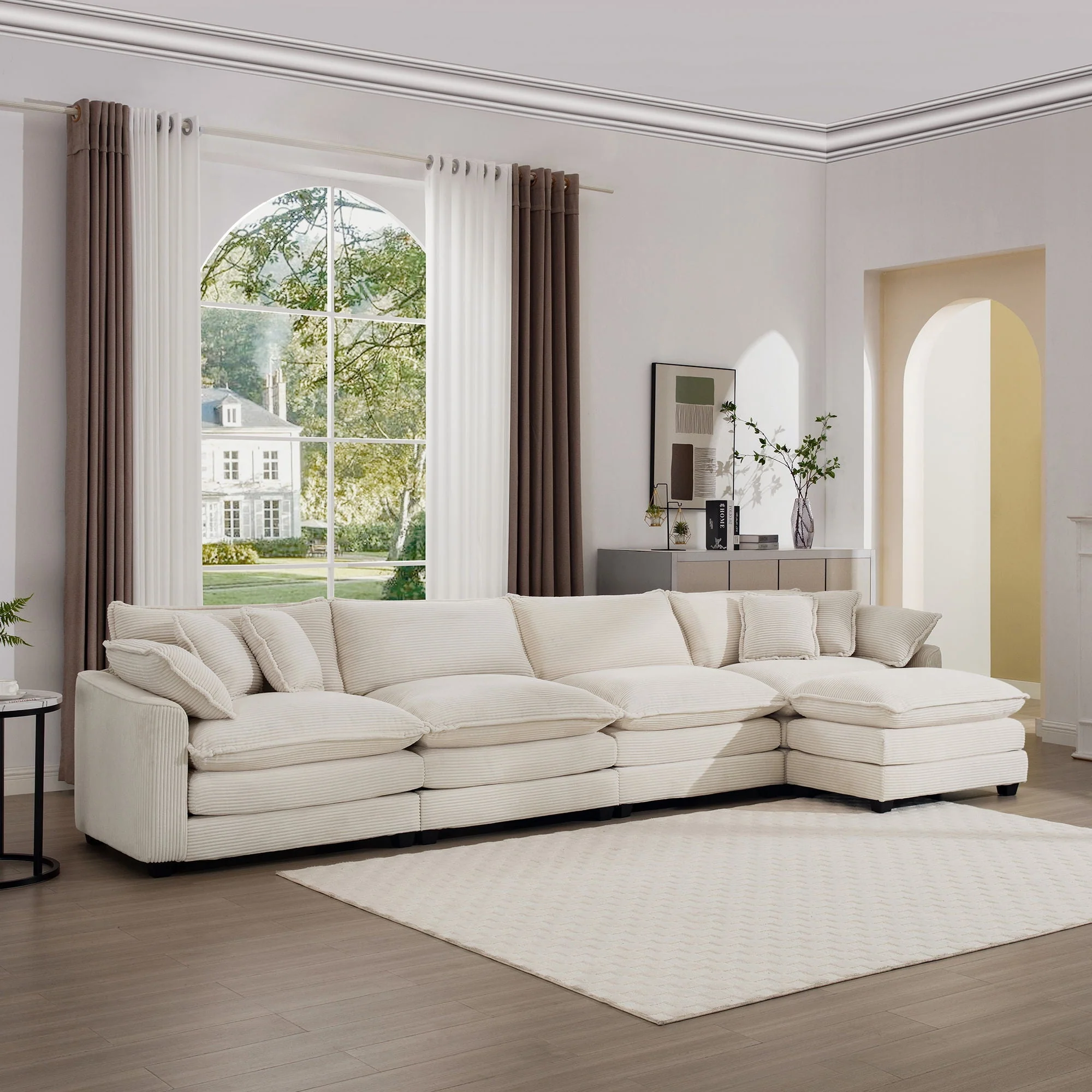 Modern Oversized Modular Cushion Sofa With Ottoman, Low Back, Deep Seating Sofa Set - Image 59