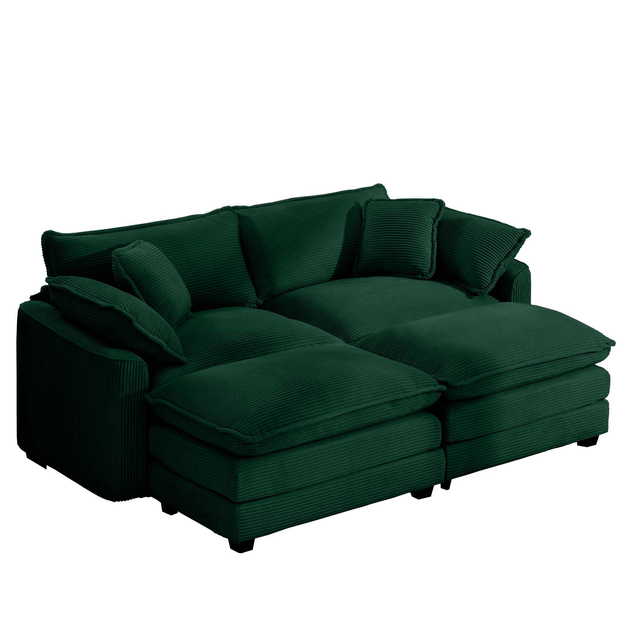 Modern Oversized Modular Cushion Sofa With Ottoman, Low Back, Deep Seating Sofa Set - Image 6