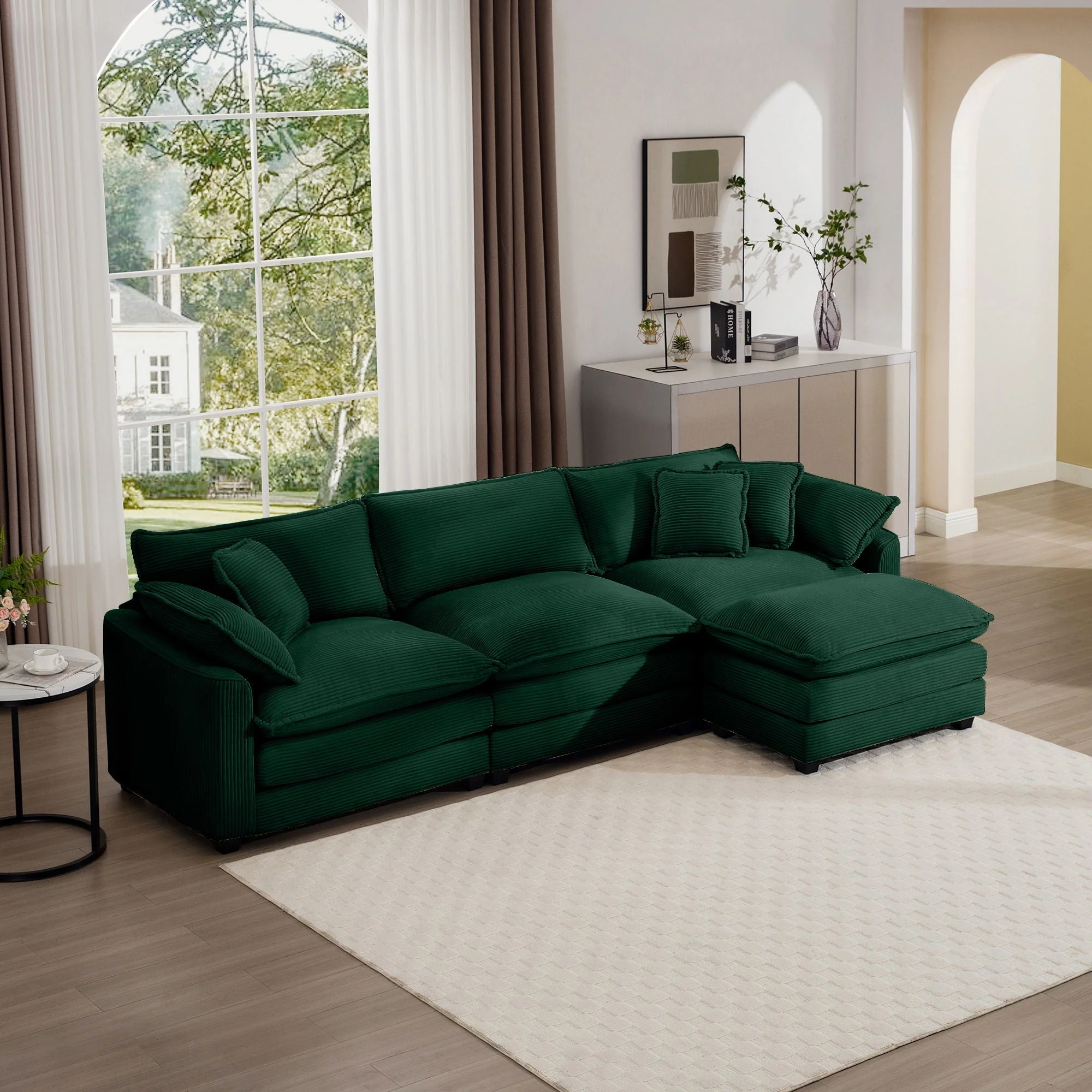 Modern Oversized Modular Cushion Sofa With Ottoman, Low Back, Deep Seating Sofa Set - Image 64