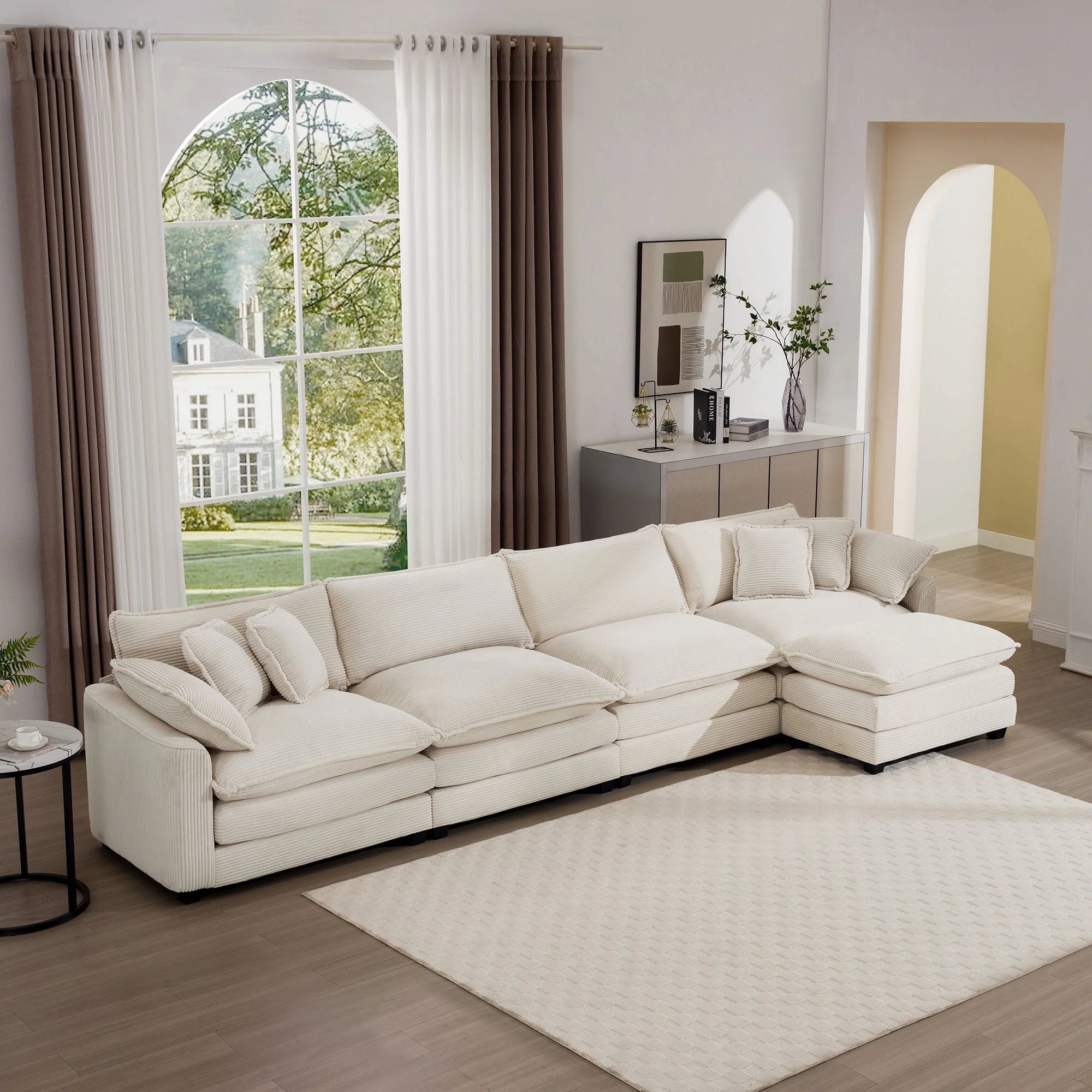 Modern Oversized Modular Cushion Sofa With Ottoman, Low Back, Deep Seating Sofa Set - Image 69