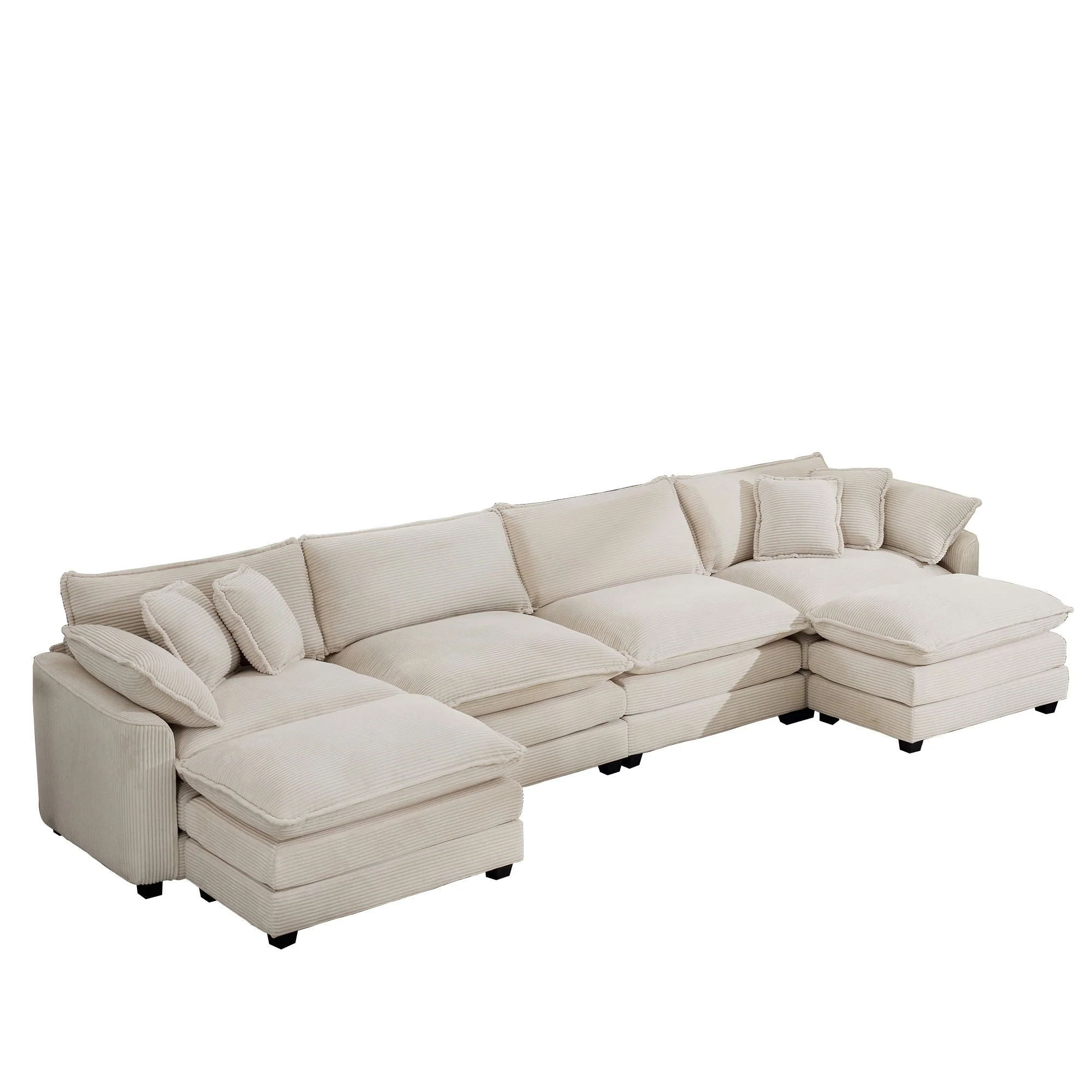 Modern Oversized Modular Cushion Sofa With Ottoman, Low Back, Deep Seating Sofa Set - Image 7