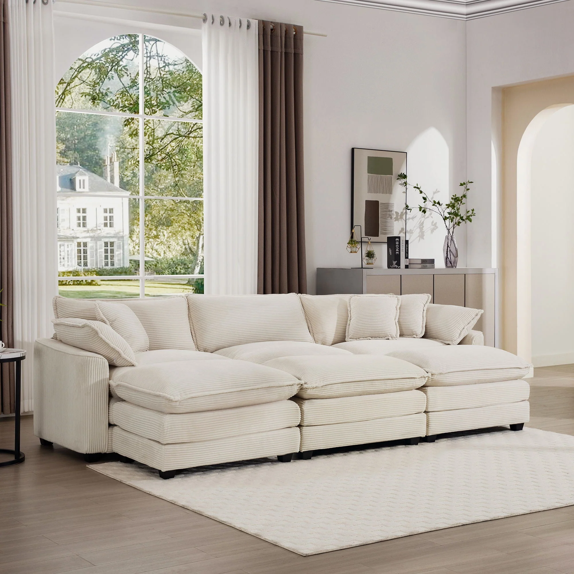 Modern Oversized Modular Cushion Sofa With Ottoman, Low Back, Deep Seating Sofa Set - Image 71