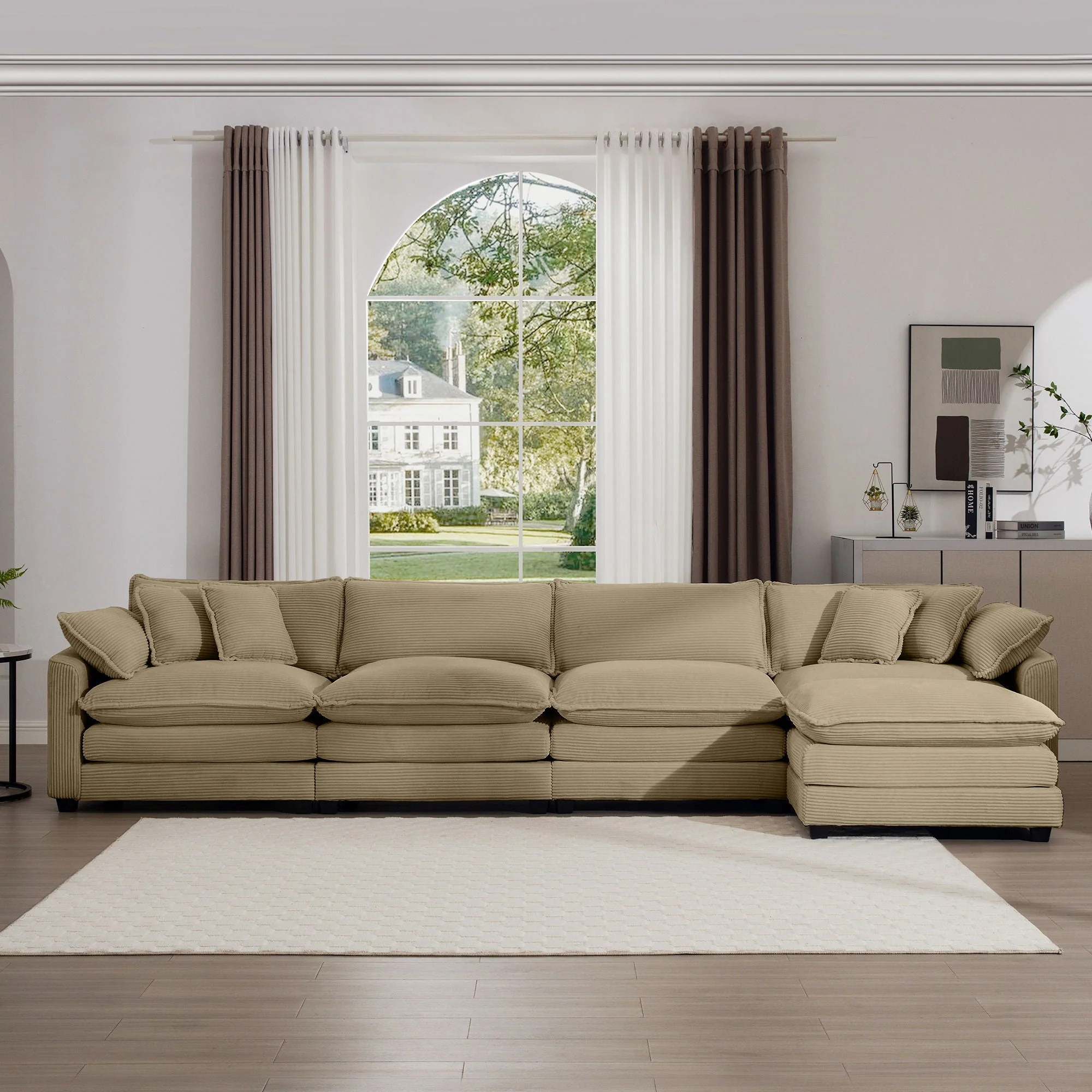 Modern Oversized Modular Cushion Sofa With Ottoman, Low Back, Deep Seating Sofa Set - Image 73