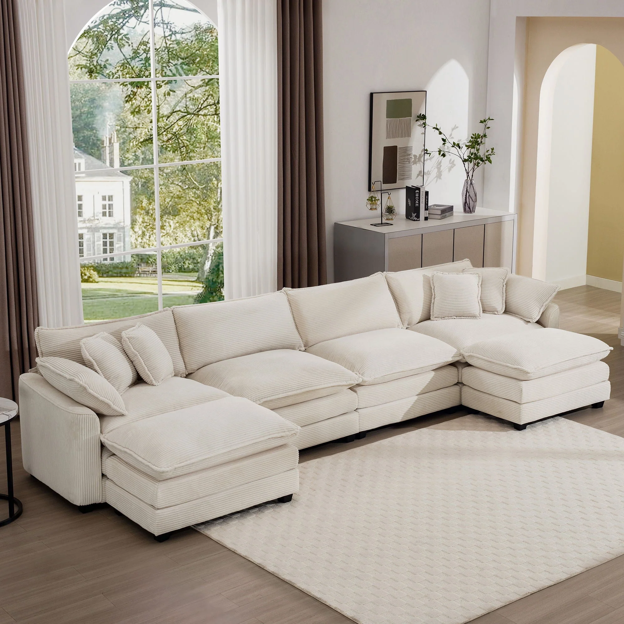 Modern Oversized Modular Cushion Sofa With Ottoman, Low Back, Deep Seating Sofa Set - Image 79