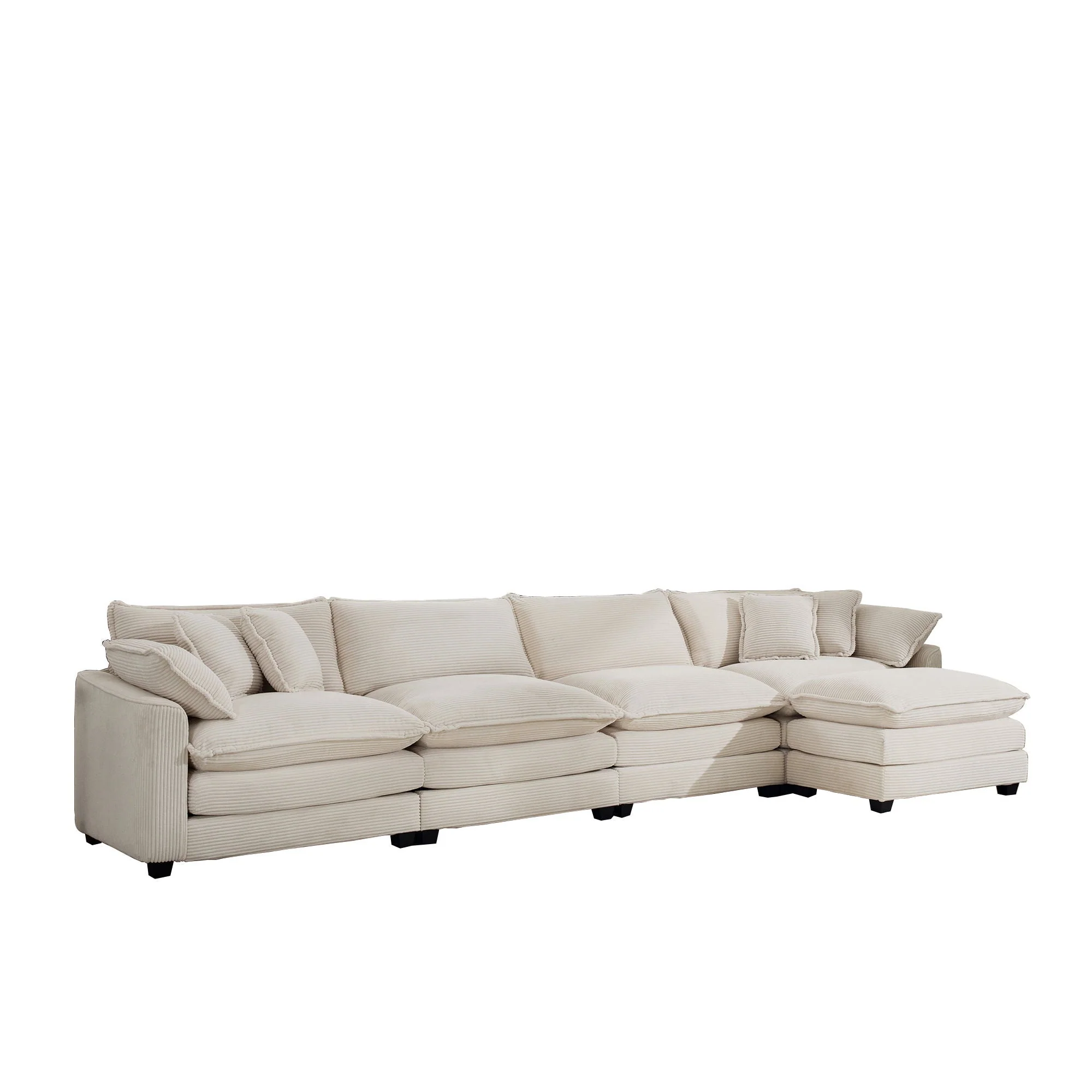 Modern Oversized Modular Cushion Sofa With Ottoman, Low Back, Deep Seating Sofa Set - Image 8