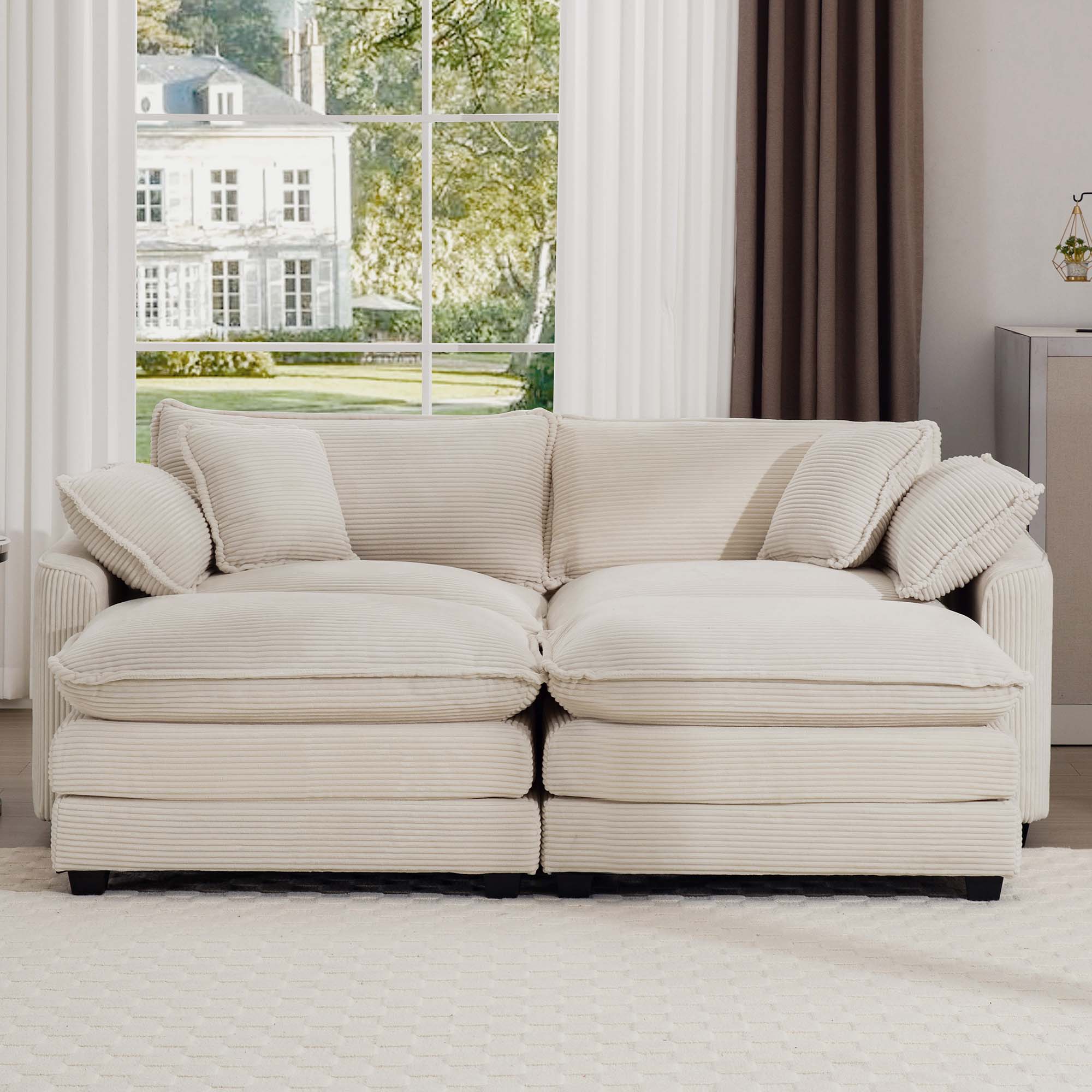 Modern Oversized Modular Cushion Sofa With Ottoman, Low Back, Deep Seating Sofa Set - Image 80