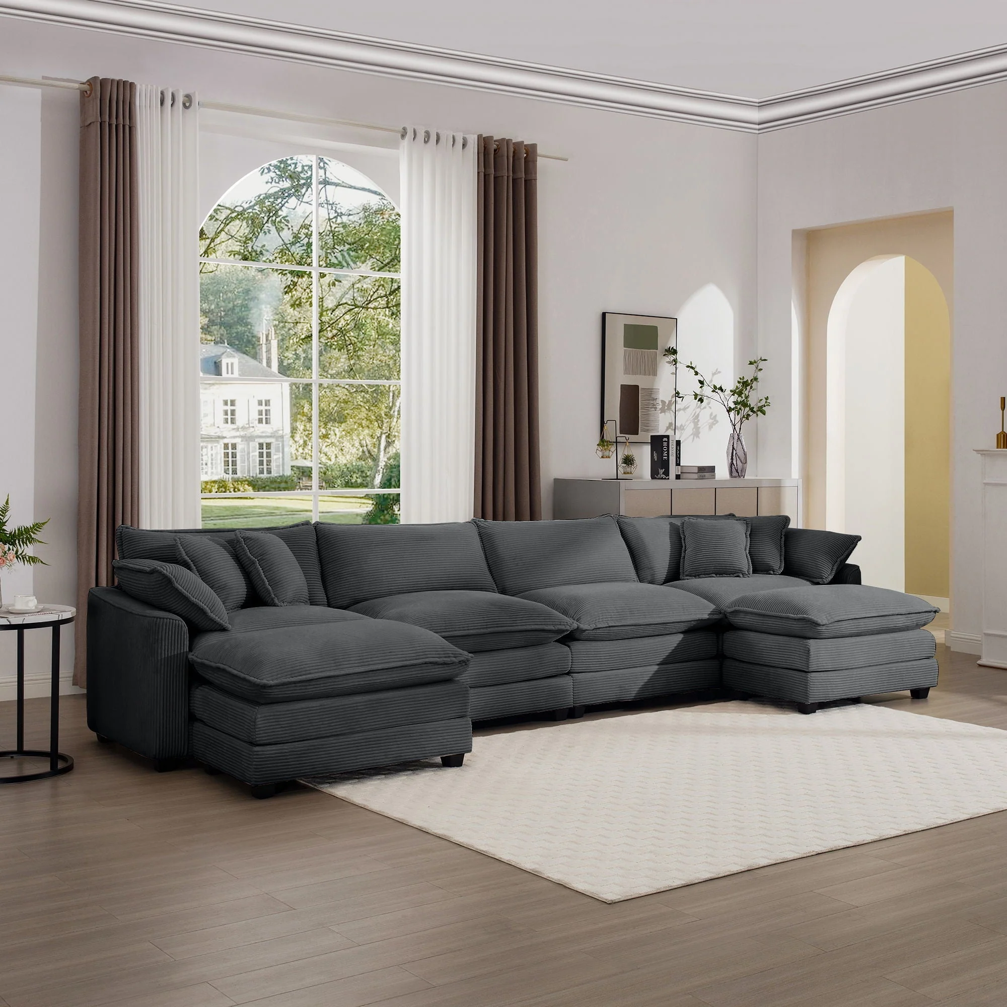 Modern Oversized Modular Cushion Sofa With Ottoman, Low Back, Deep Seating Sofa Set - Image 81