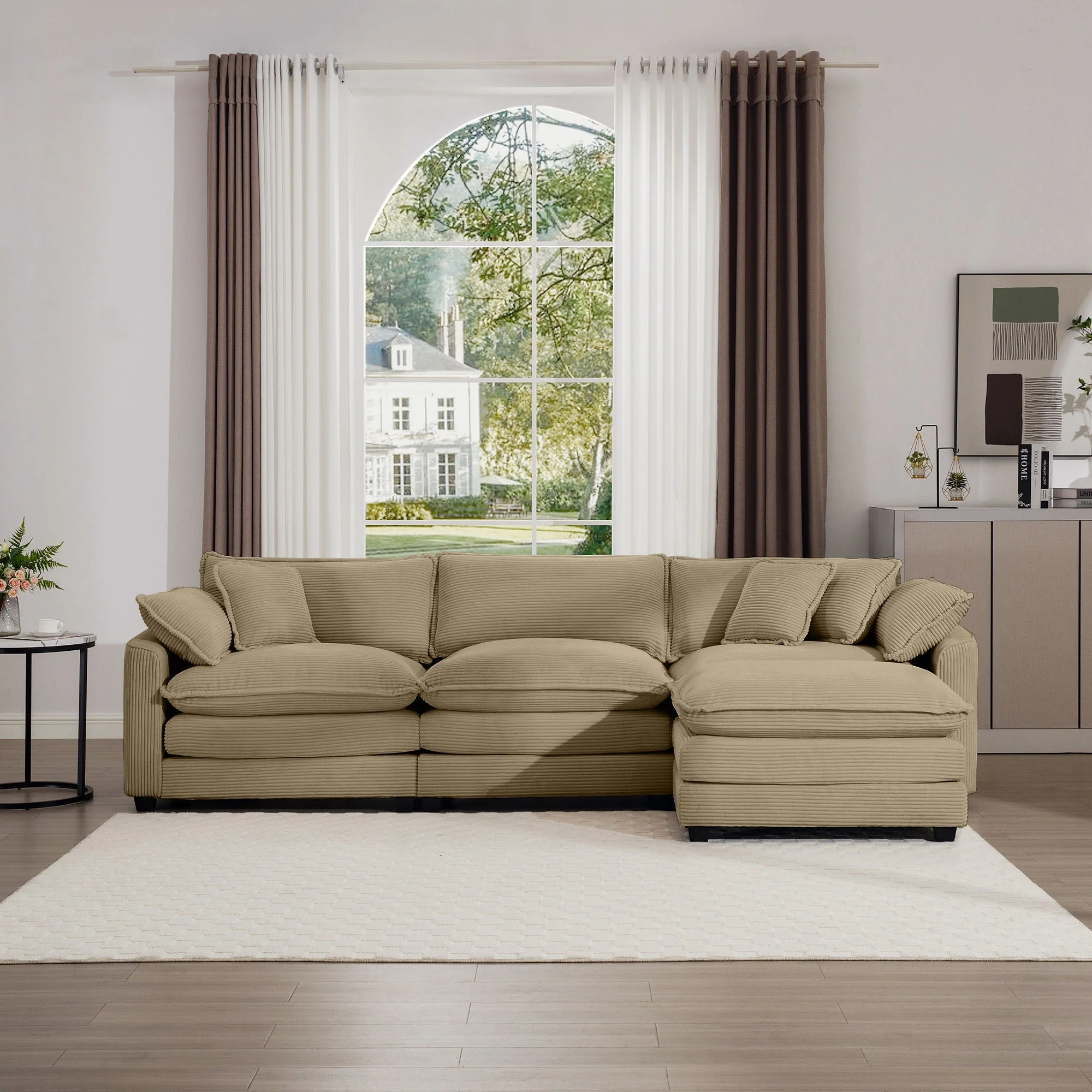 Modern Oversized Modular Cushion Sofa With Ottoman, Low Back, Deep Seating Sofa Set - Image 82