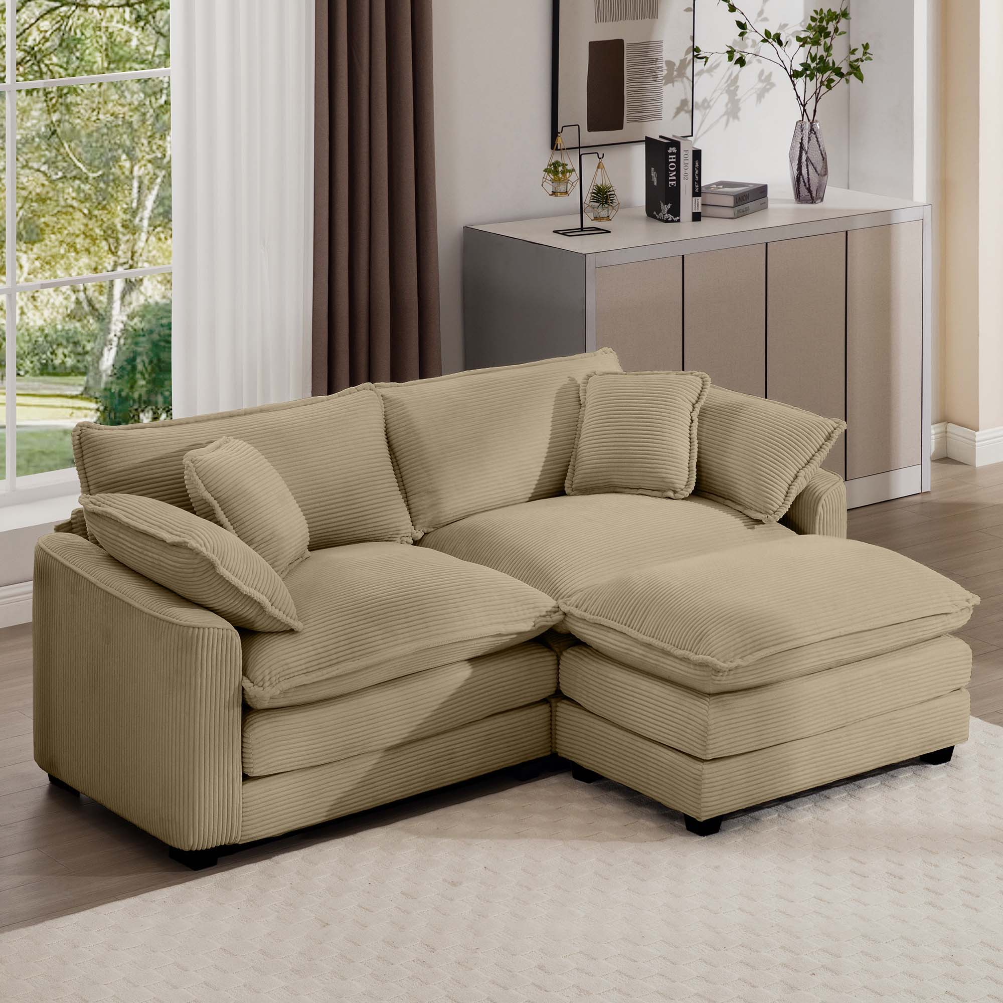 Modern Oversized Modular Cushion Sofa With Ottoman, Low Back, Deep Seating Sofa Set - Image 83