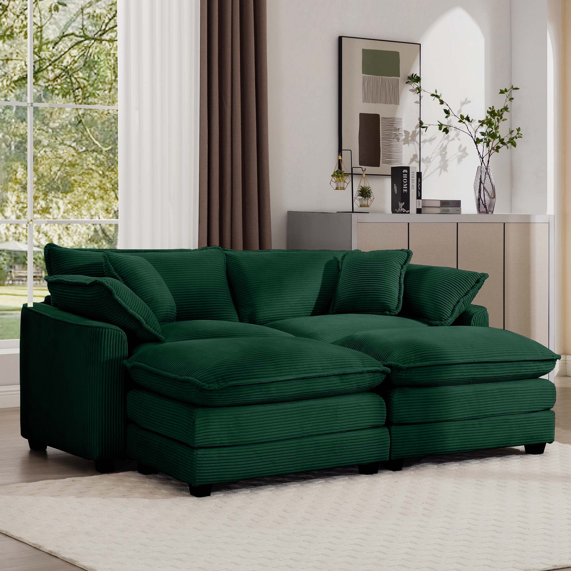 Modern Oversized Modular Cushion Sofa With Ottoman, Low Back, Deep Seating Sofa Set - Image 84