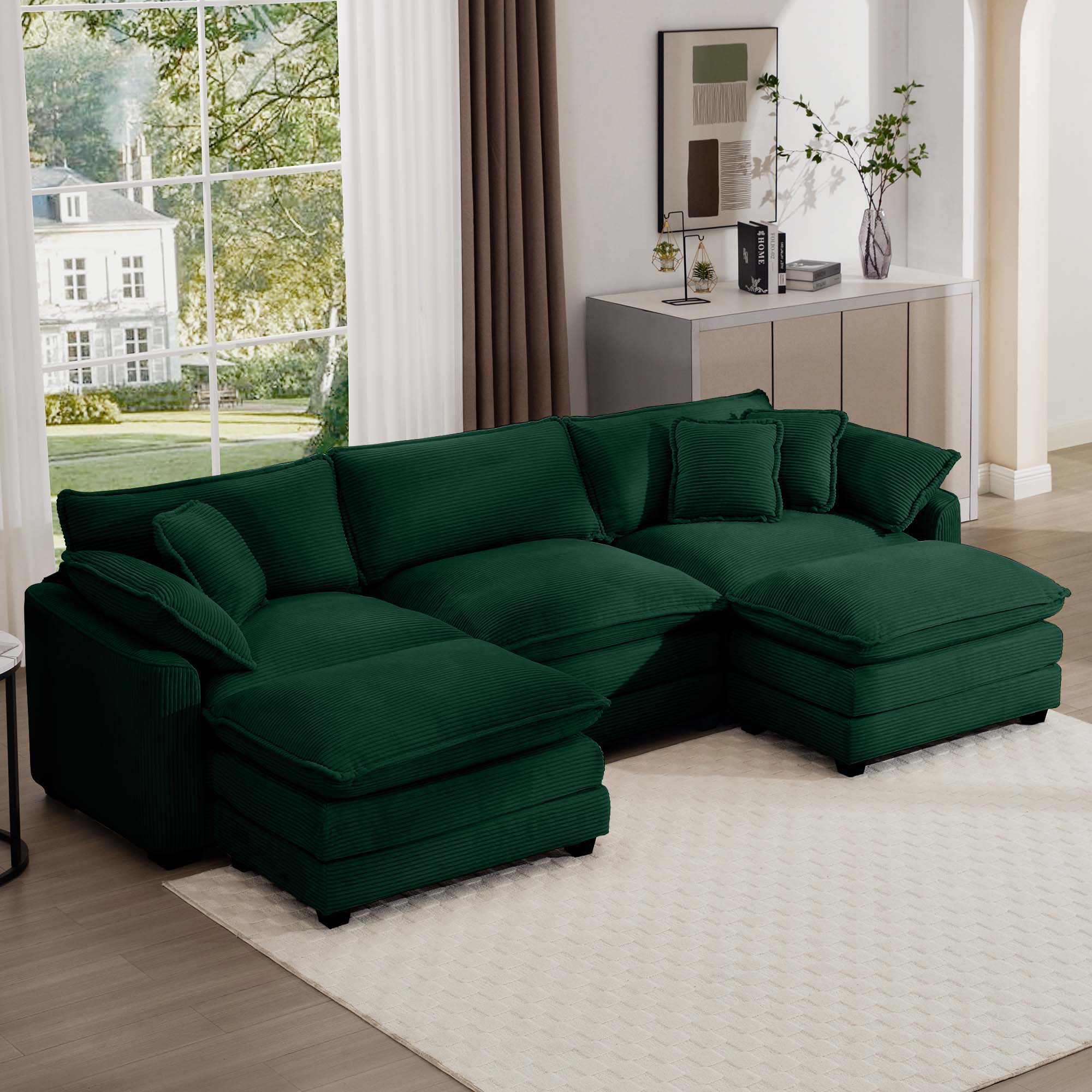 Modern Oversized Modular Cushion Sofa With Ottoman, Low Back, Deep Seating Sofa Set - Image 88