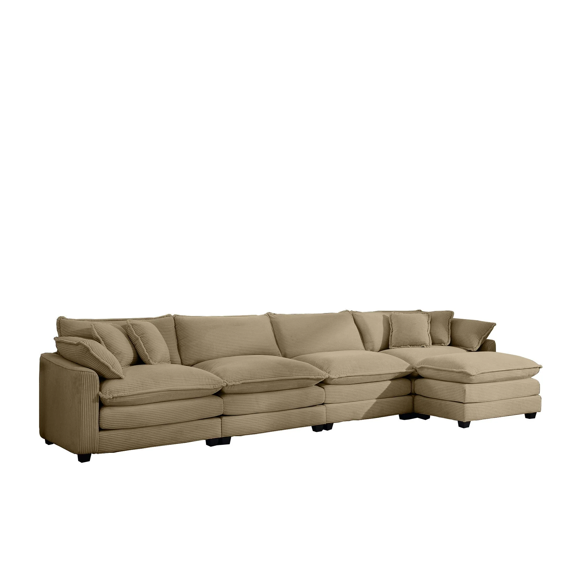 Modern Oversized Modular Cushion Sofa With Ottoman, Low Back, Deep Seating Sofa Set - Image 9