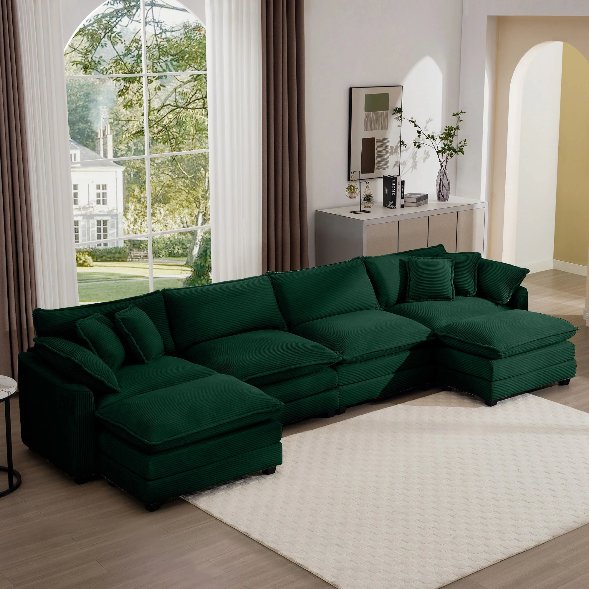 Modern Oversized Modular Cushion Sofa With Ottoman, Low Back, Deep Seating Sofa Set - Image 95