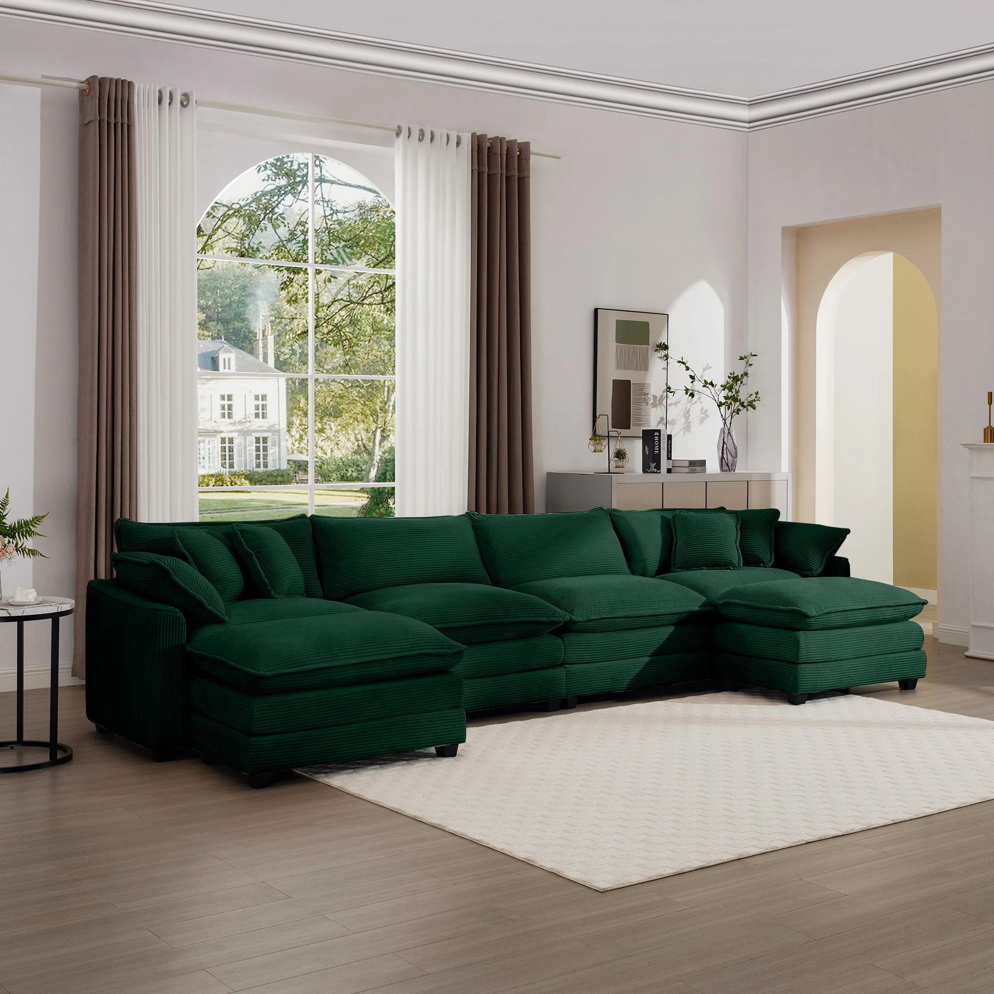 Modern Oversized Modular Cushion Sofa With Ottoman, Low Back, Deep Seating Sofa Set - Image 99