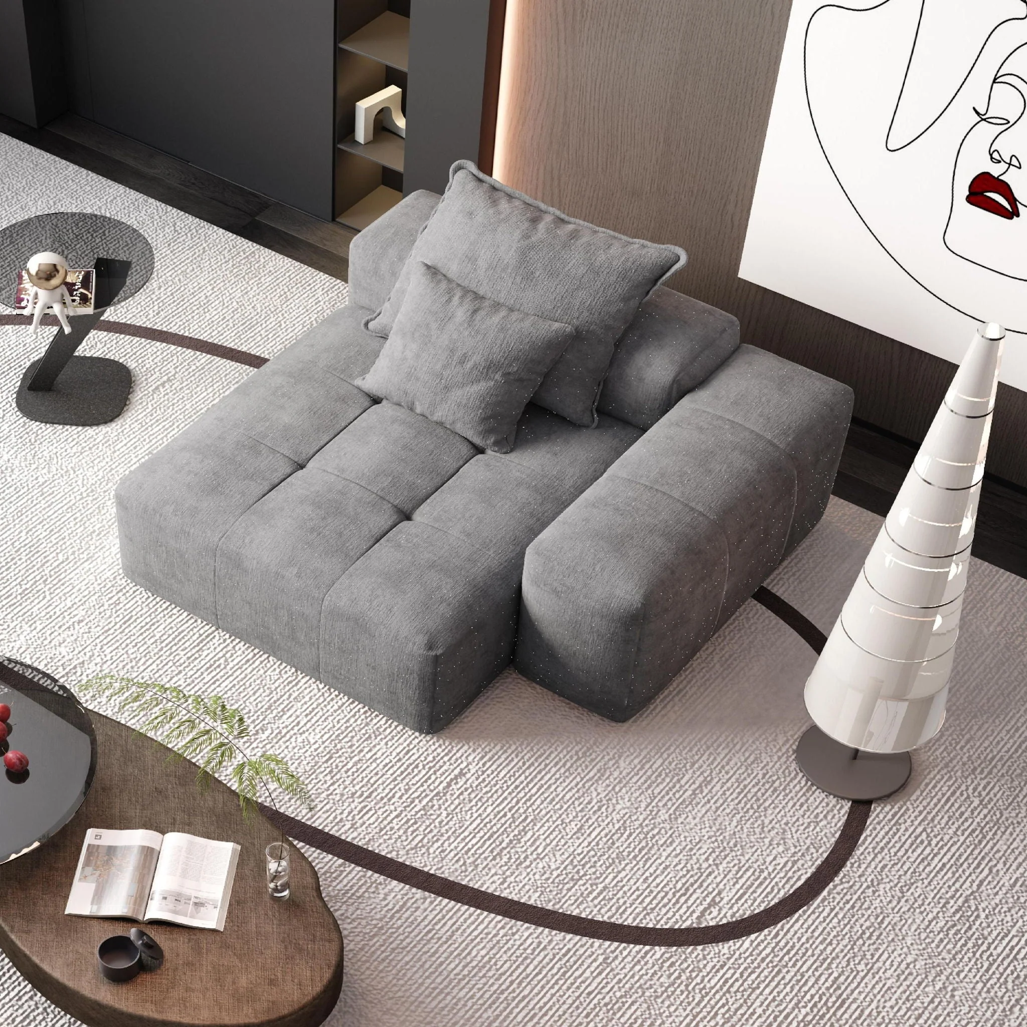 Modern Oversized Modular Sectional Sofa, Sparkling Fabric Soft Cushion Sofa With 2 Pillows - Image 11