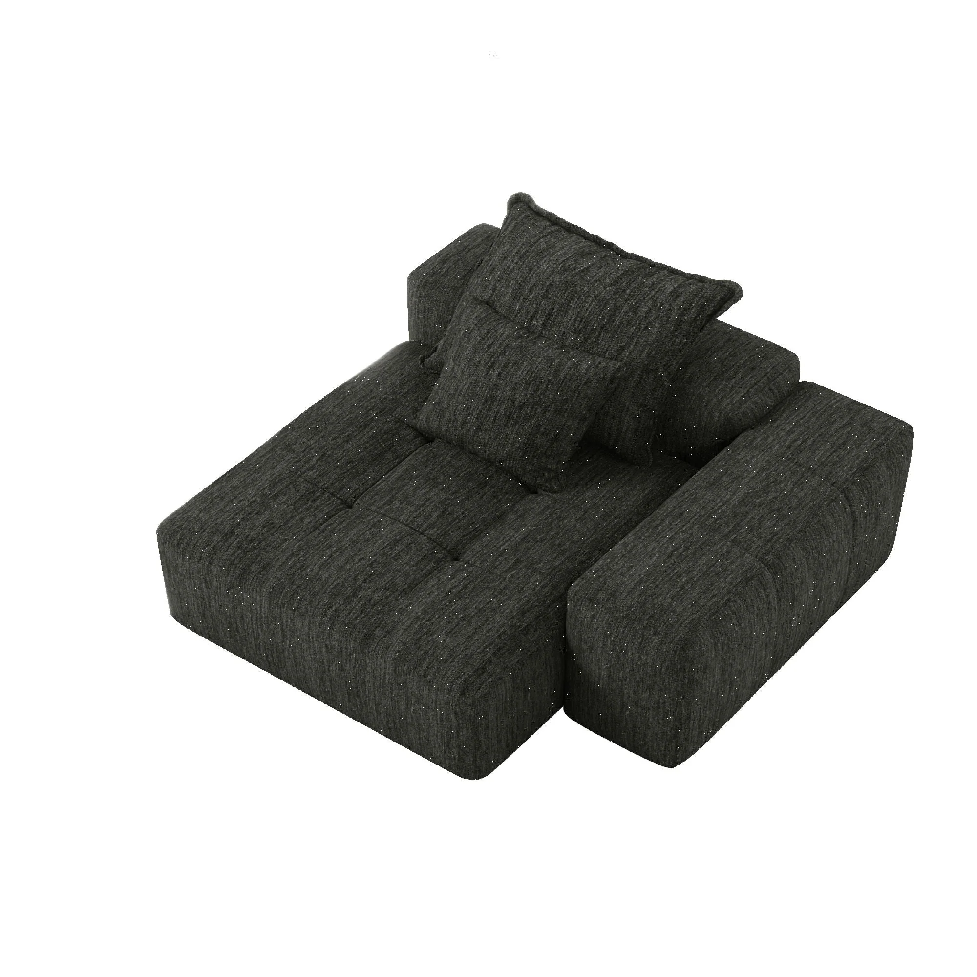 Modern Oversized Modular Sectional Sofa, Sparkling Fabric Soft Cushion Sofa With 2 Pillows - Image 3