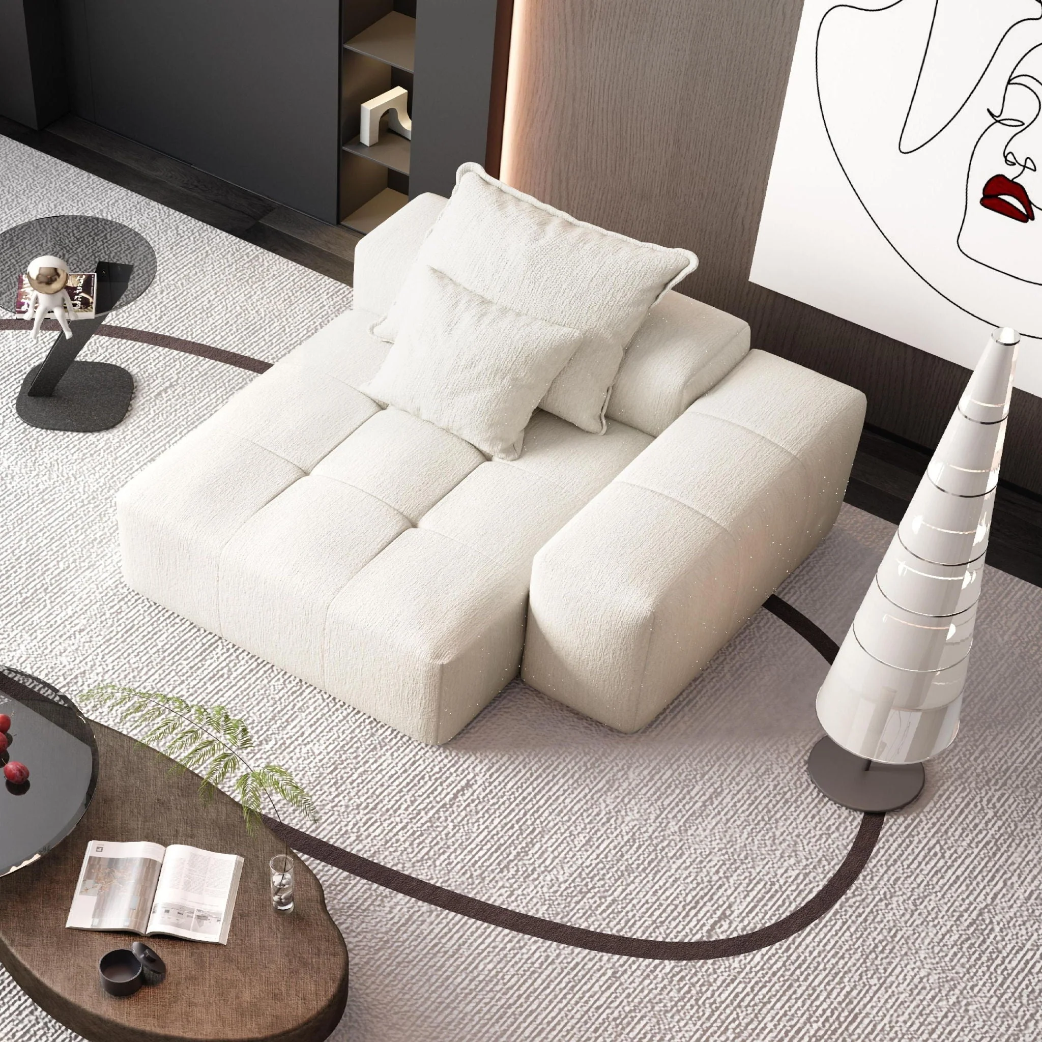 Modern Oversized Modular Sectional Sofa, Sparkling Fabric Soft Cushion Sofa With 2 Pillows - Image 5