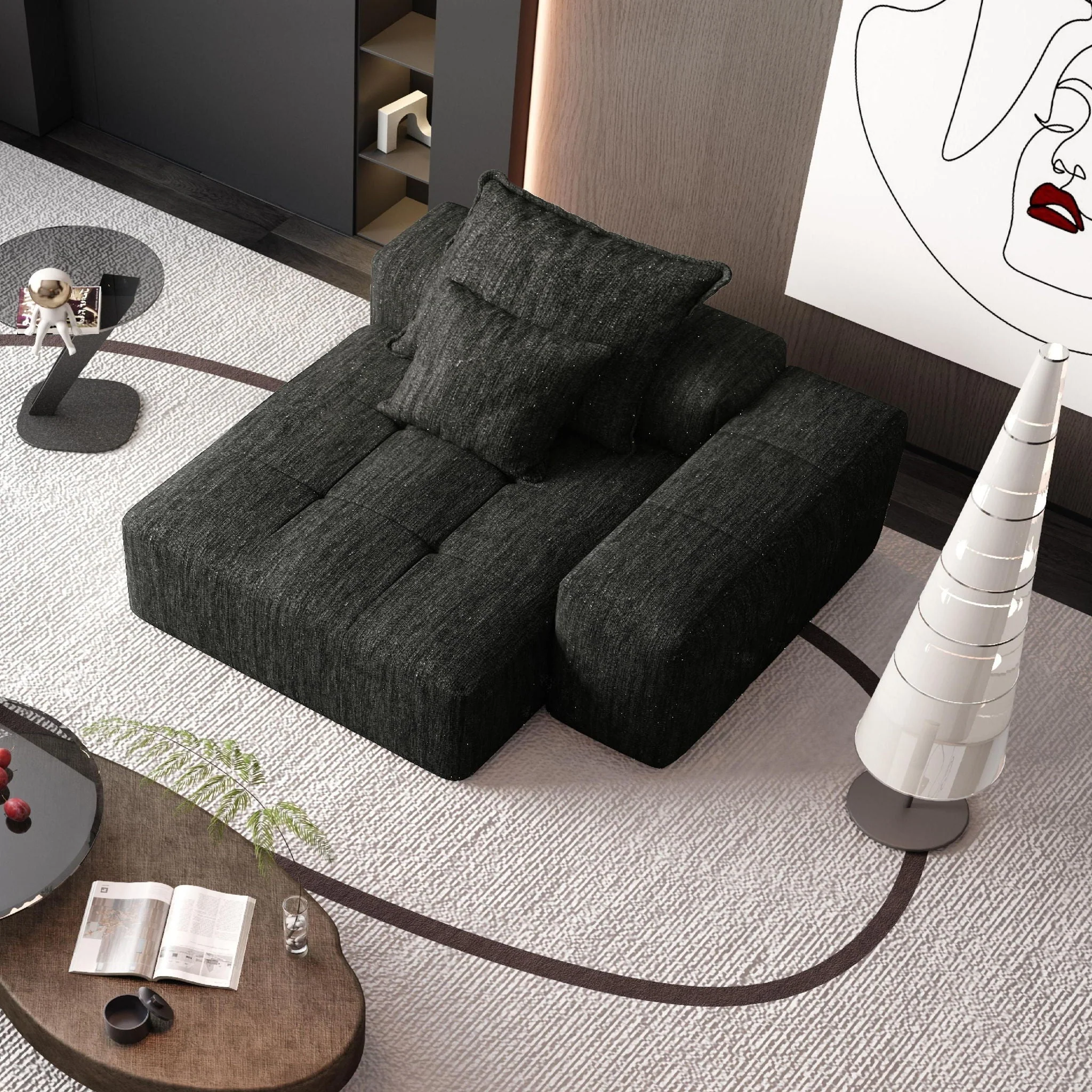 Modern Oversized Modular Sectional Sofa, Sparkling Fabric Soft Cushion Sofa With 2 Pillows - Image 7