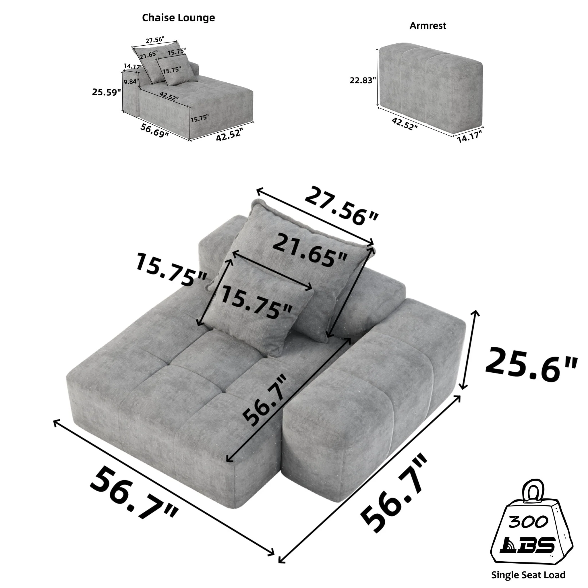 Modern Oversized Modular Sectional Sofa, Sparkling Fabric Soft Cushion Sofa With 2 Pillows - Image 8