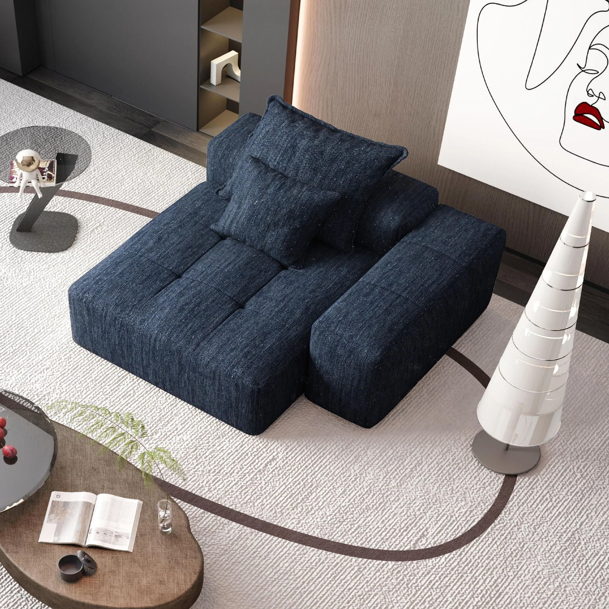 Modern Oversized Modular Sectional Sofa, Sparkling Fabric Soft Cushion Sofa With 2 Pillows - Image 9