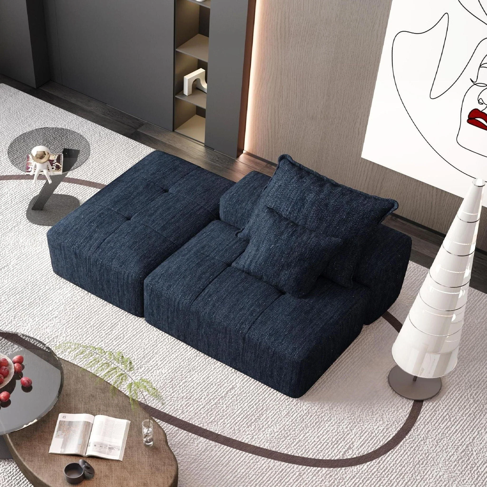 Modern Oversized Modular Sectional Sofa, Sparkling Fabric Soft Cushions With 2 Pillows - Image 11