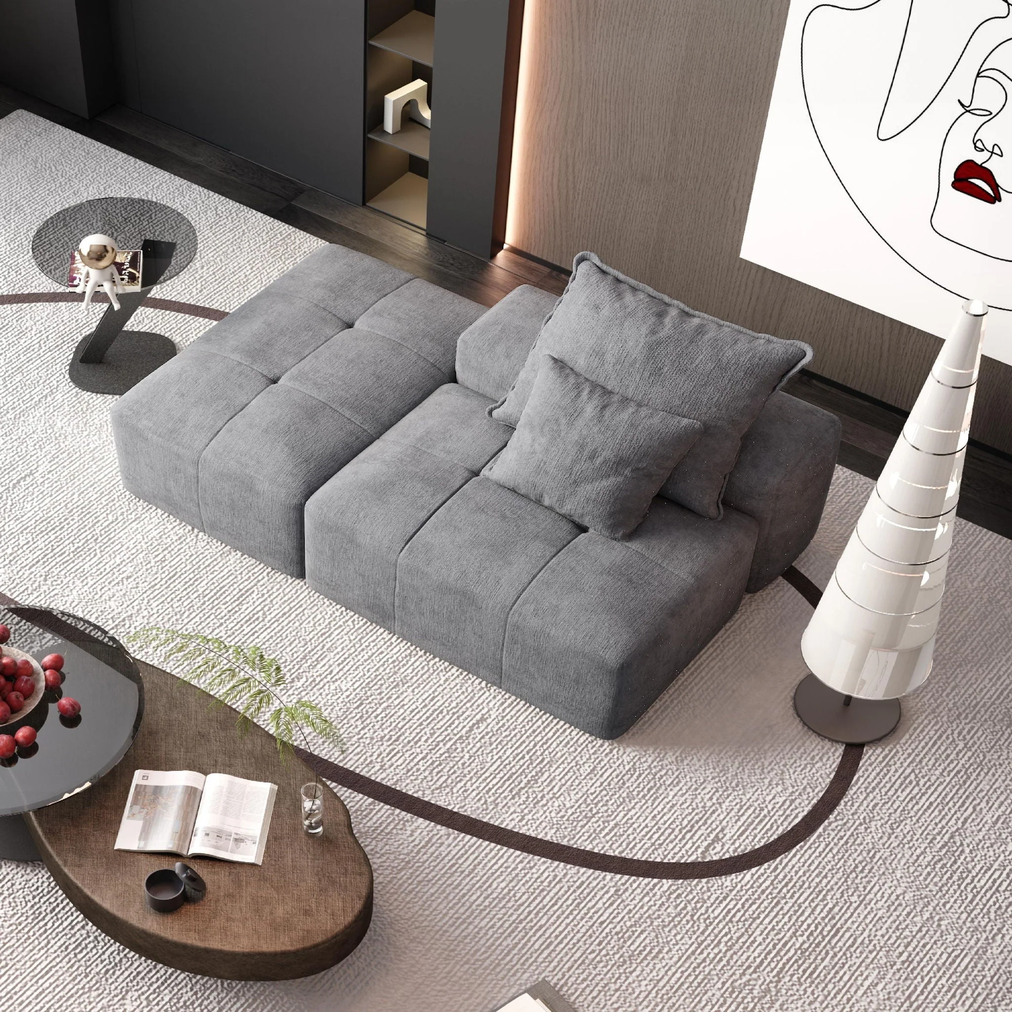 Modern Oversized Modular Sectional Sofa, Sparkling Fabric Soft Cushions With 2 Pillows - Image 13