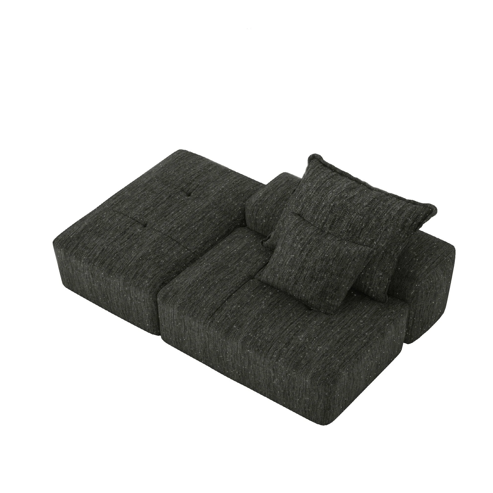 Modern Oversized Modular Sectional Sofa, Sparkling Fabric Soft Cushions With 2 Pillows - Image 3