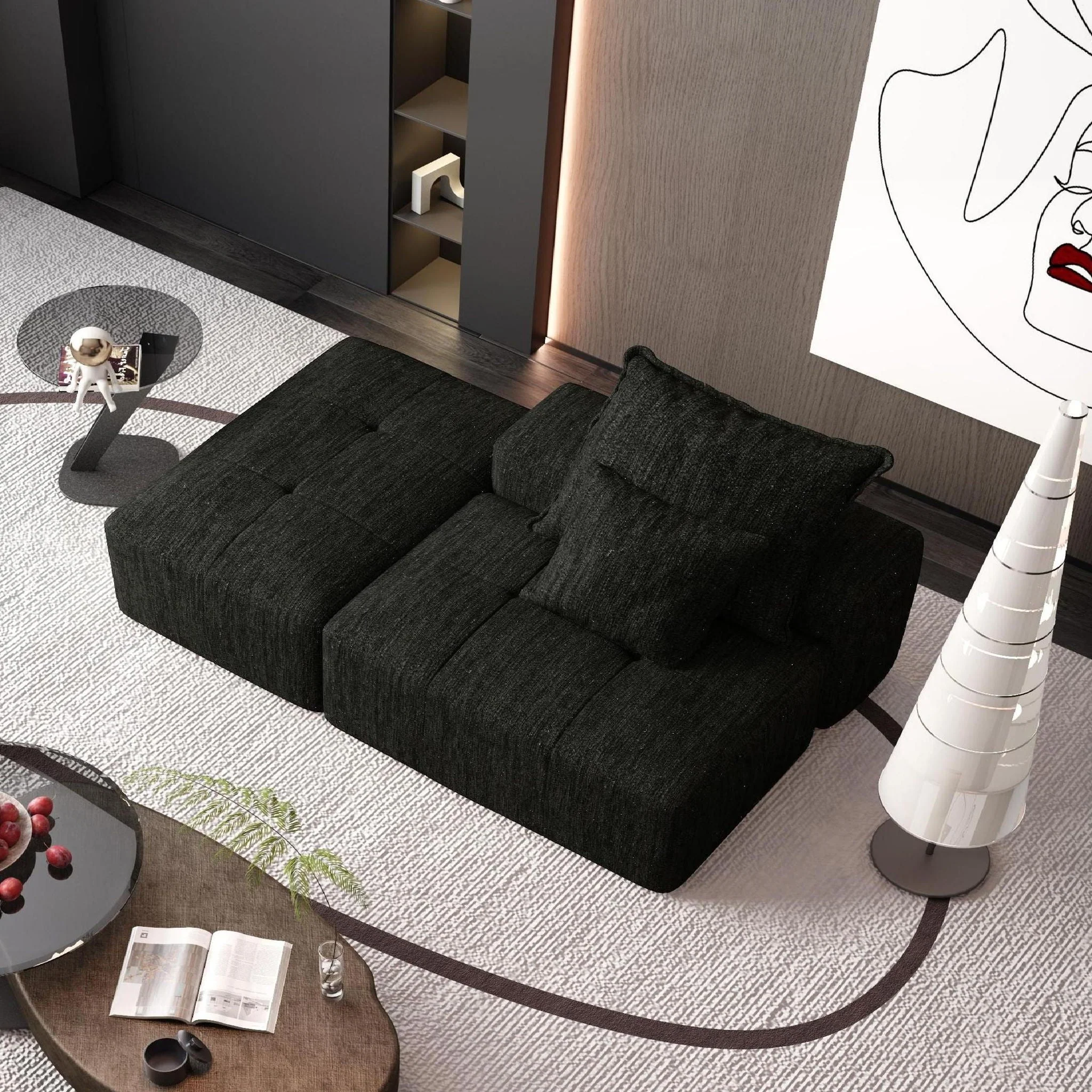 Modern Oversized Modular Sectional Sofa, Sparkling Fabric Soft Cushions With 2 Pillows - Image 6