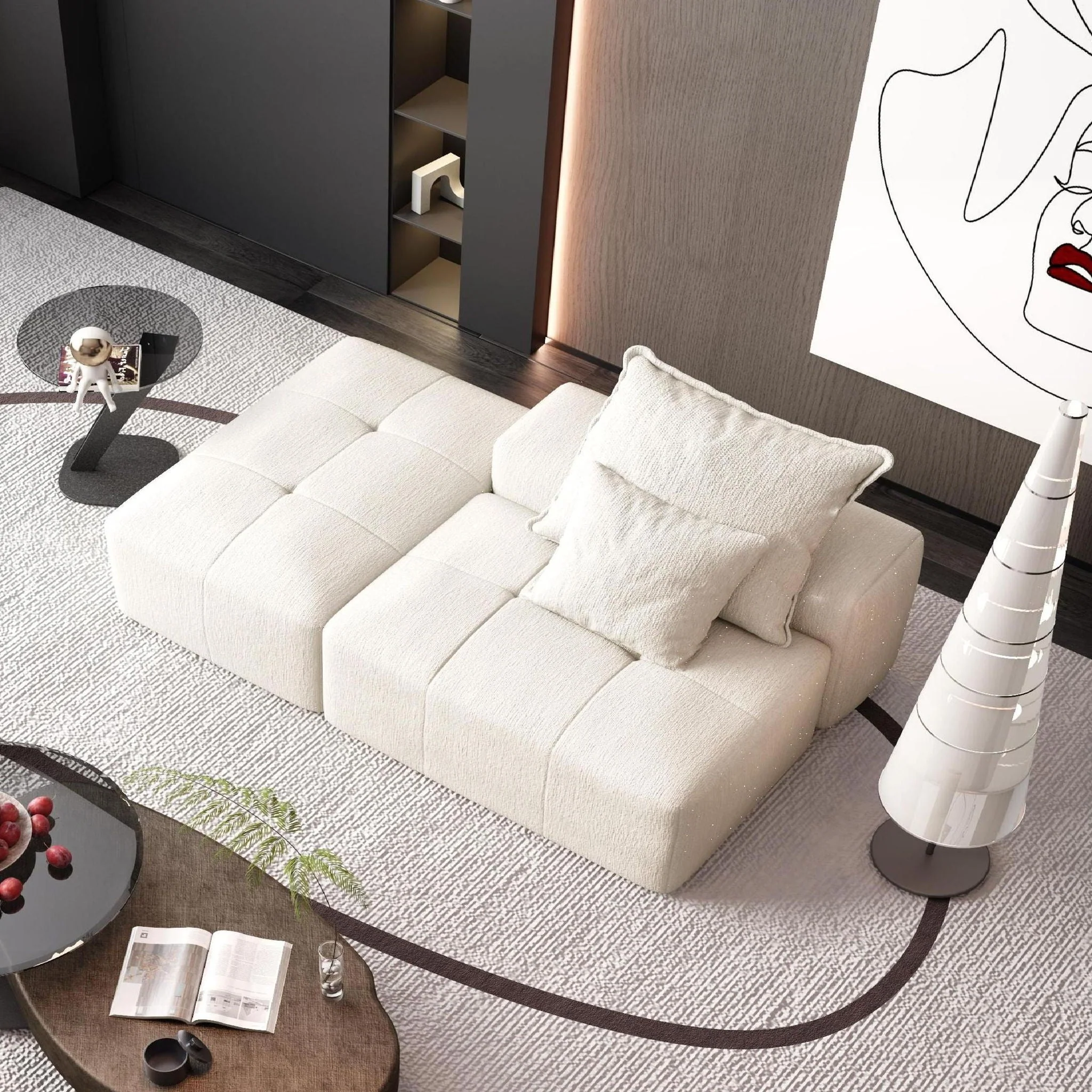 Modern Oversized Modular Sectional Sofa, Sparkling Fabric Soft Cushions With 2 Pillows - Image 8