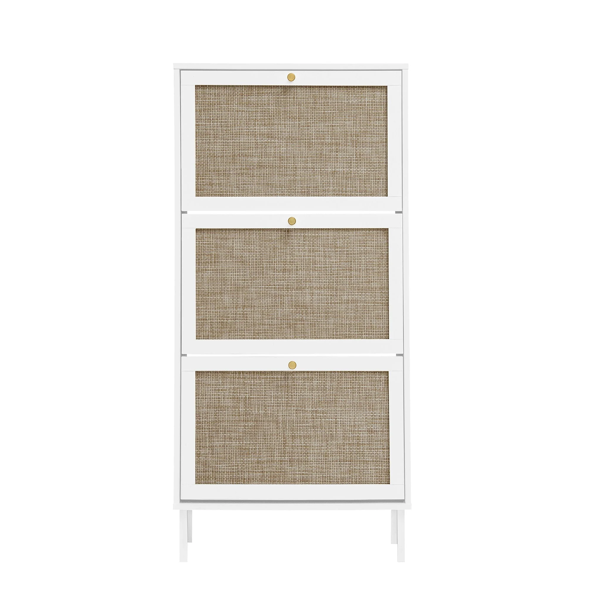Modern Rattan 3 Door Shoe Rack Cabinet for Entryway - Image 12