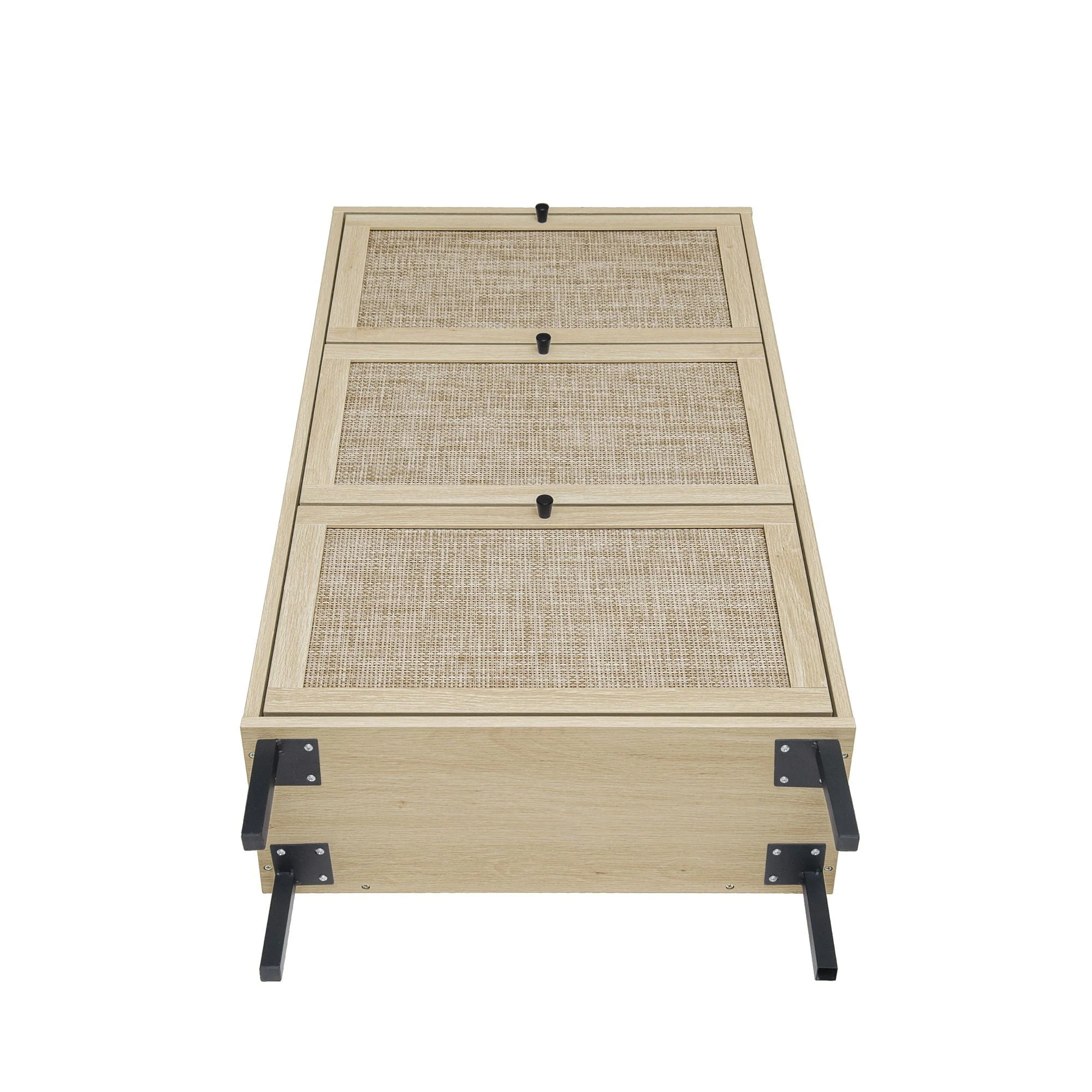 Modern Rattan 3 Door Shoe Rack Cabinet for Entryway - Image 14