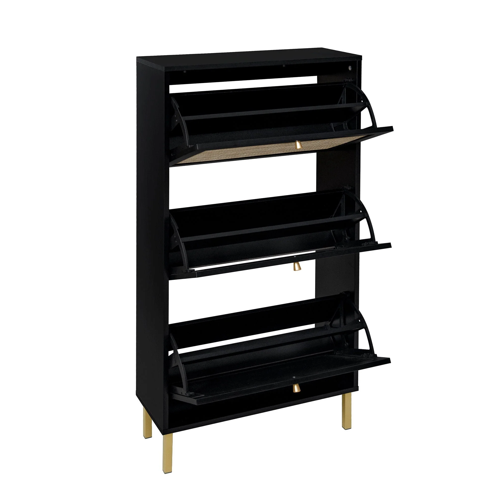 Modern Rattan 3 Door Shoe Rack Cabinet for Entryway - Image 21