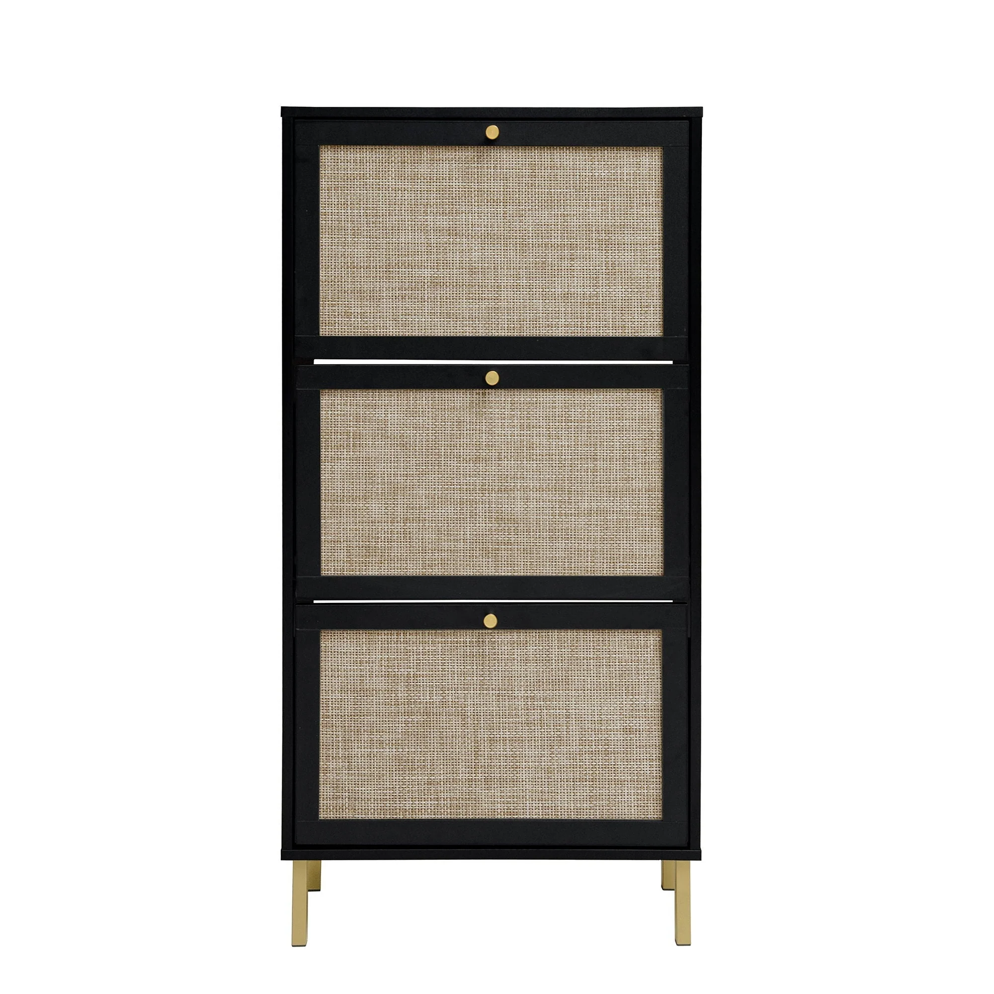 Modern Rattan 3 Door Shoe Rack Cabinet for Entryway - Image 23