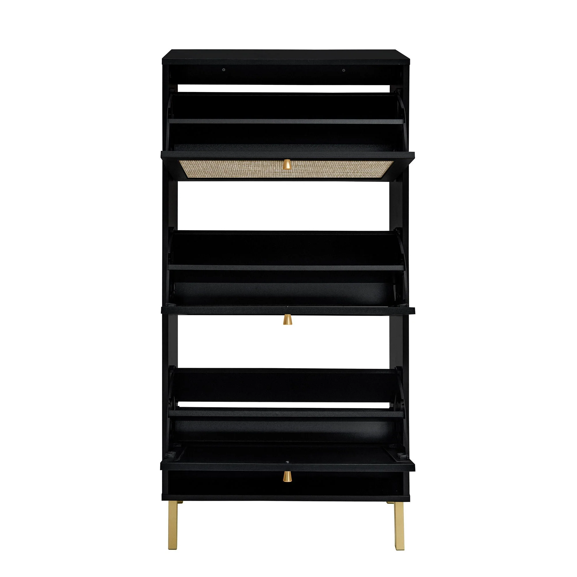 Modern Rattan 3 Door Shoe Rack Cabinet for Entryway - Image 26