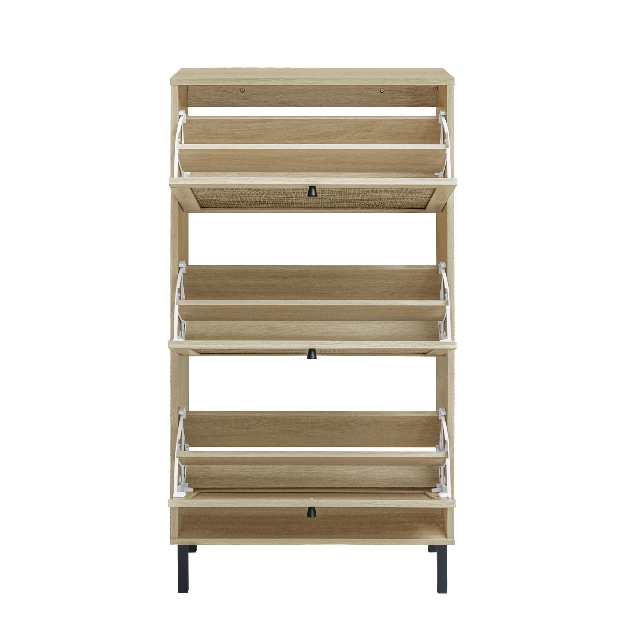 Modern Rattan 3 Door Shoe Rack Cabinet for Entryway - Image 31