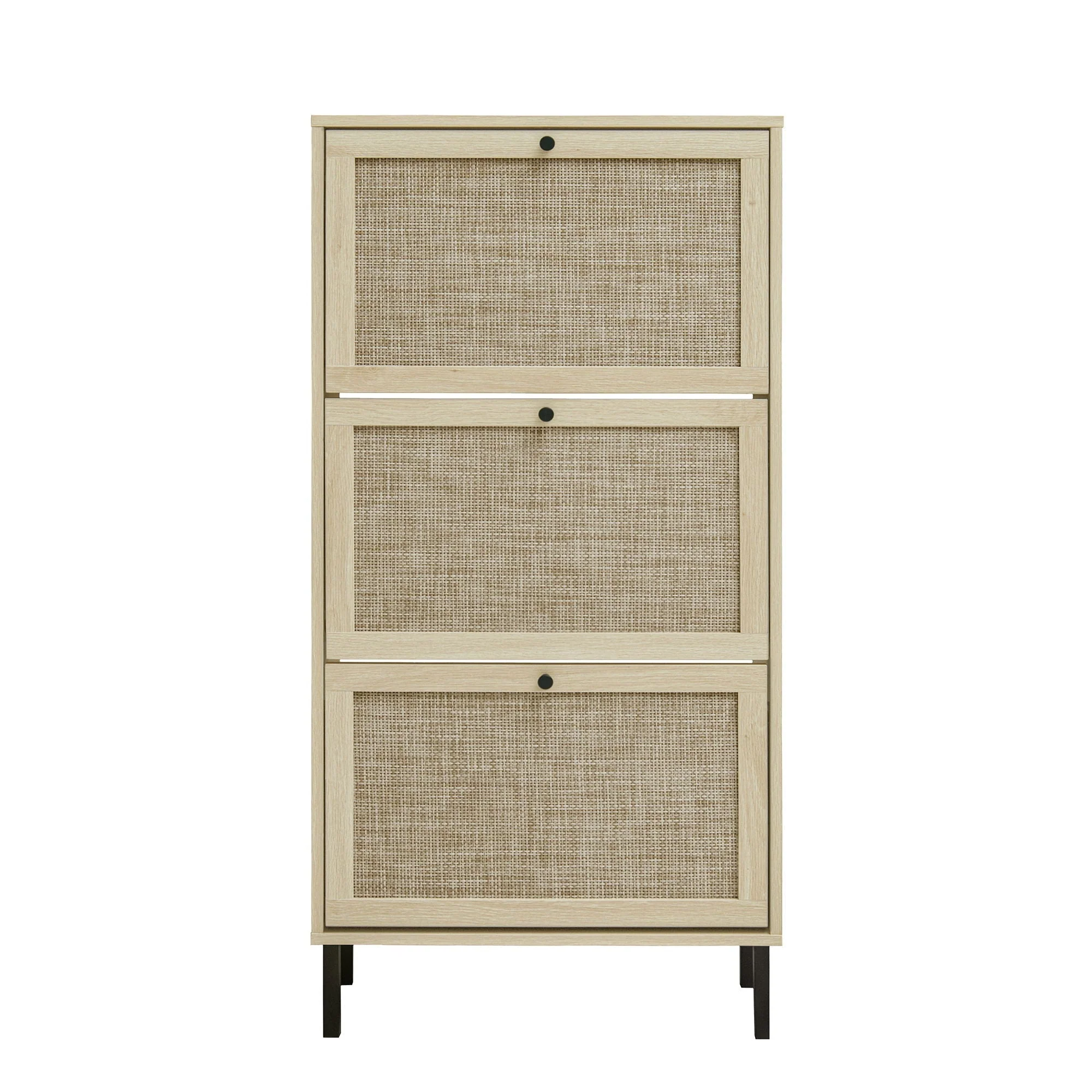 Modern Rattan 3 Door Shoe Rack Cabinet for Entryway - Image 34