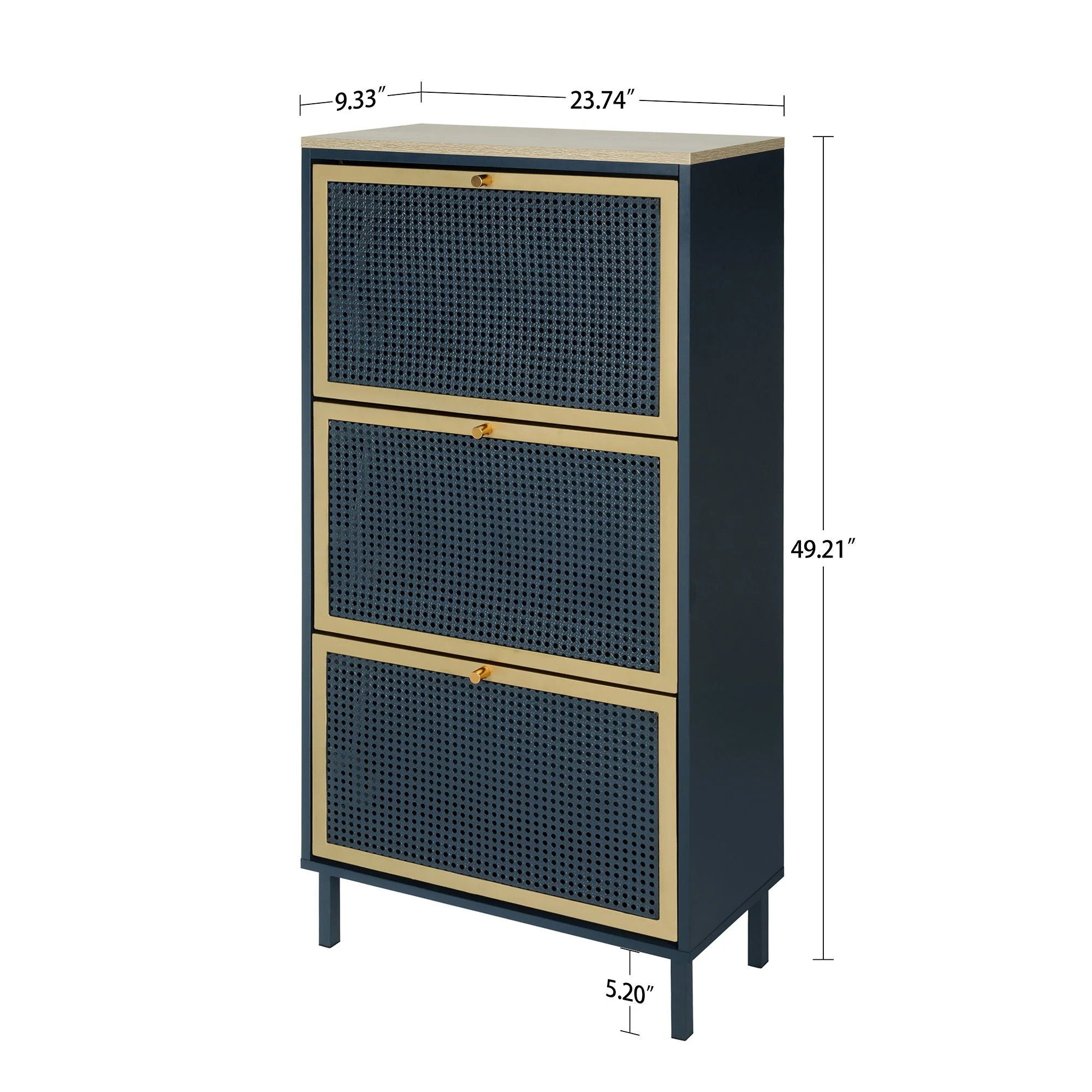 Modern Rattan 3 Door Shoe Rack Cabinet for Entryway - Image 39