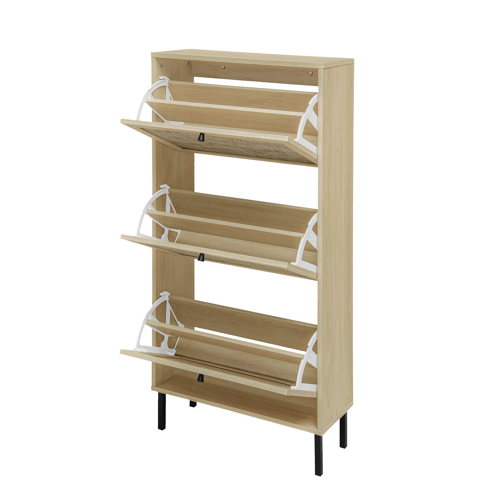 Modern Rattan 3 Door Shoe Rack Cabinet for Entryway - Image 40