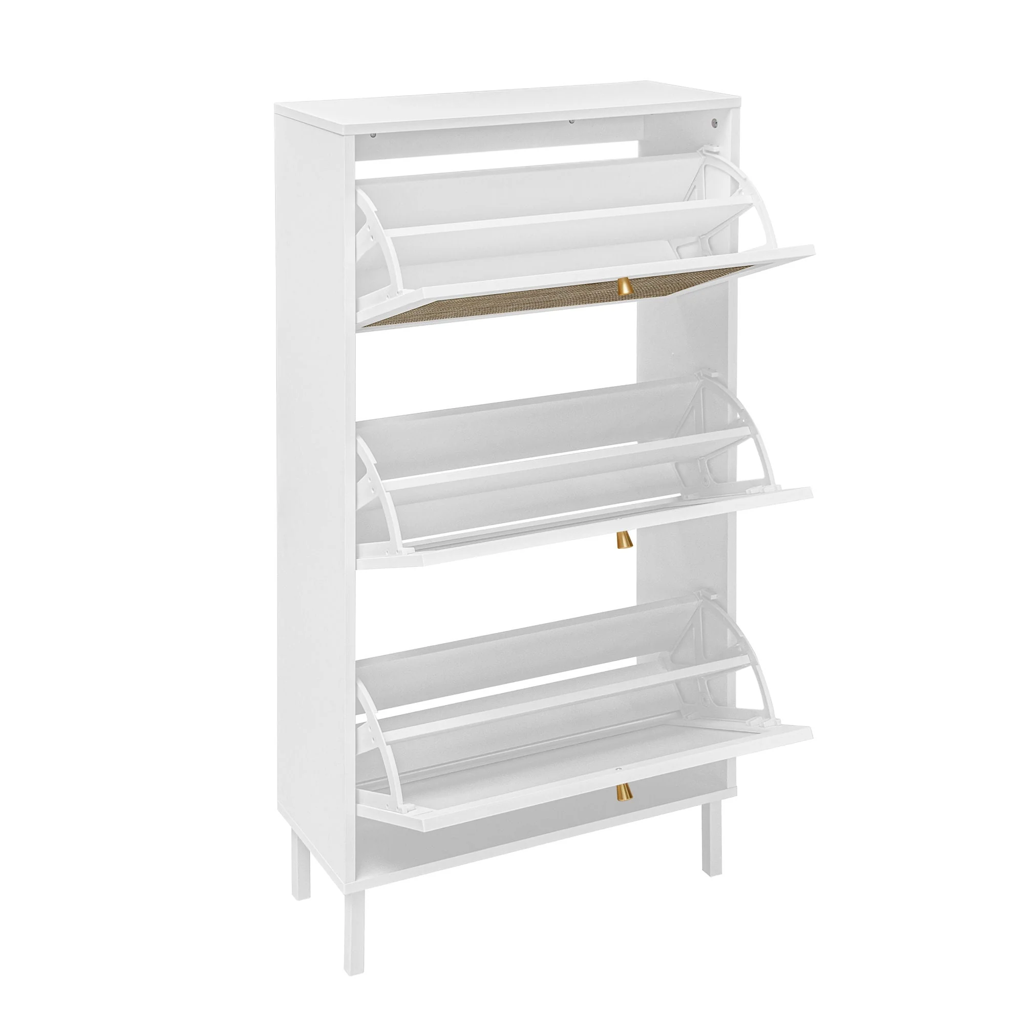 Modern Rattan 3 Door Shoe Rack Cabinet for Entryway - Image 41