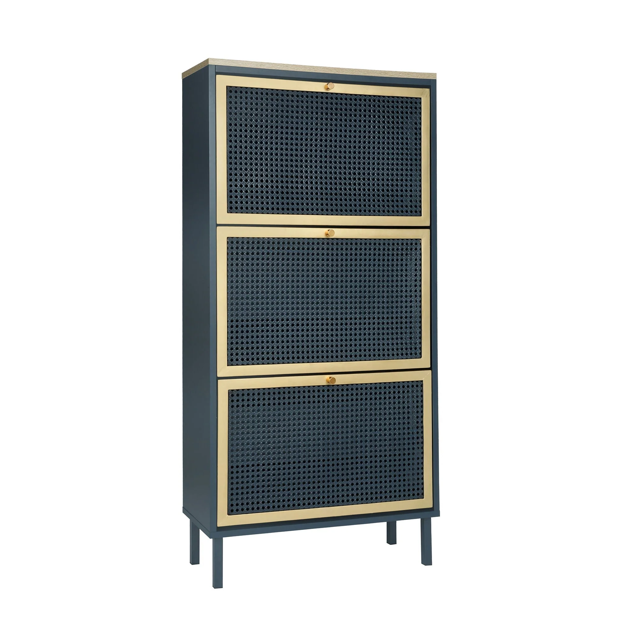 Modern Rattan 3 Door Shoe Rack Cabinet for Entryway - Image 45