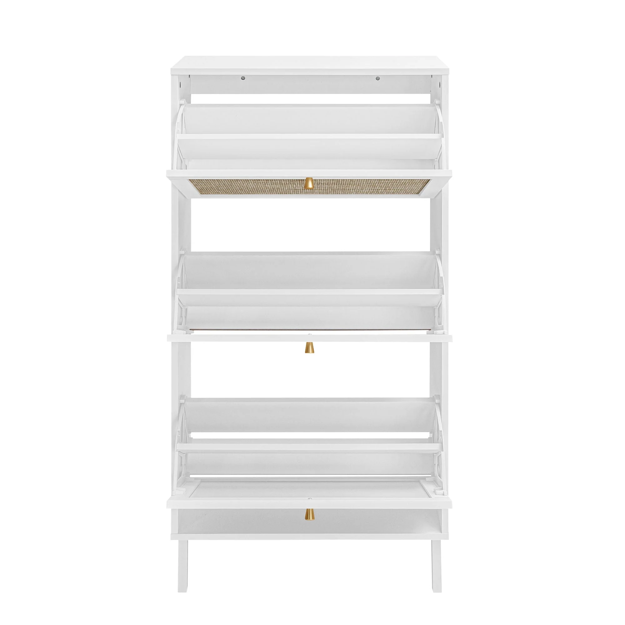 Modern Rattan 3 Door Shoe Rack Cabinet for Entryway - Image 49