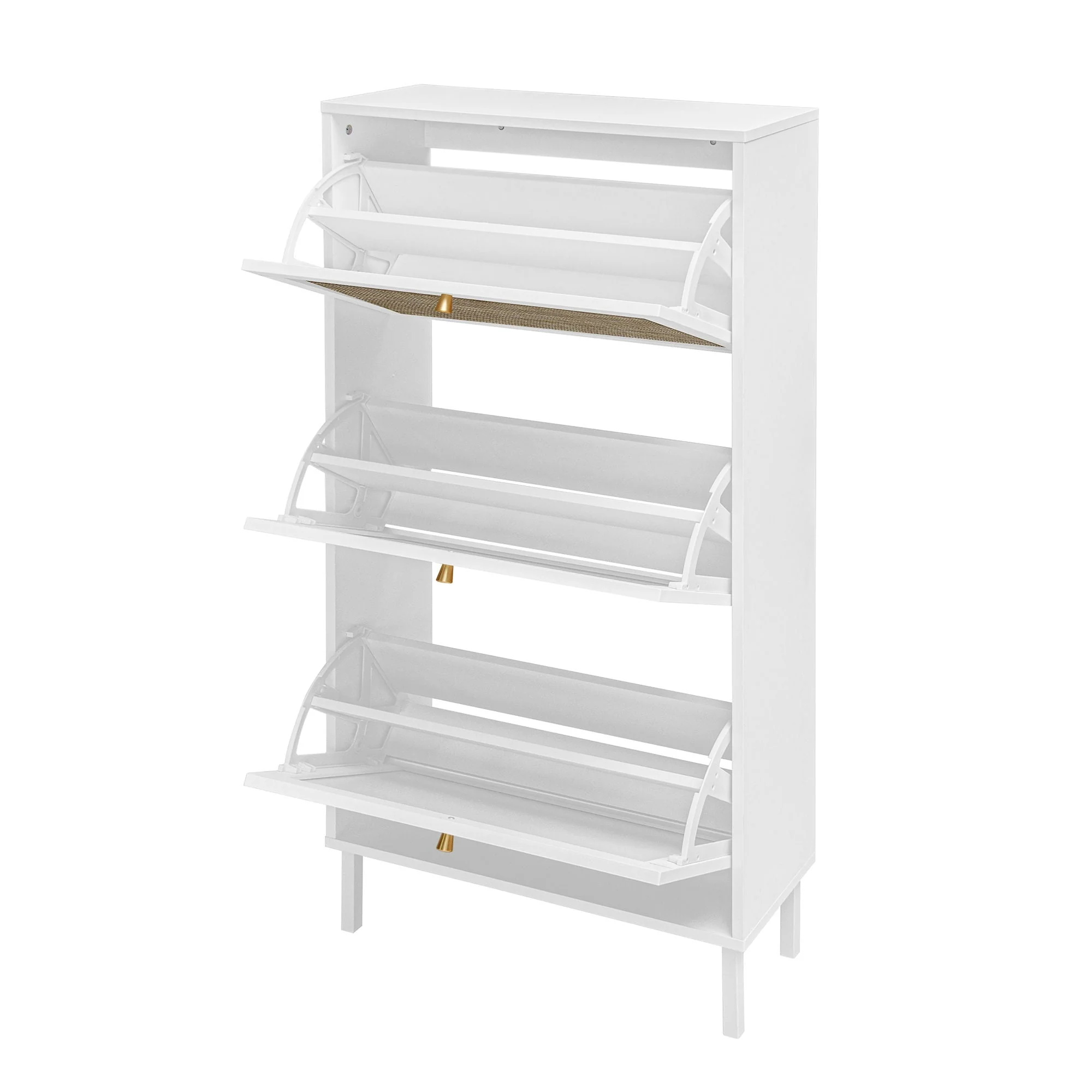 Modern Rattan 3 Door Shoe Rack Cabinet for Entryway - Image 5