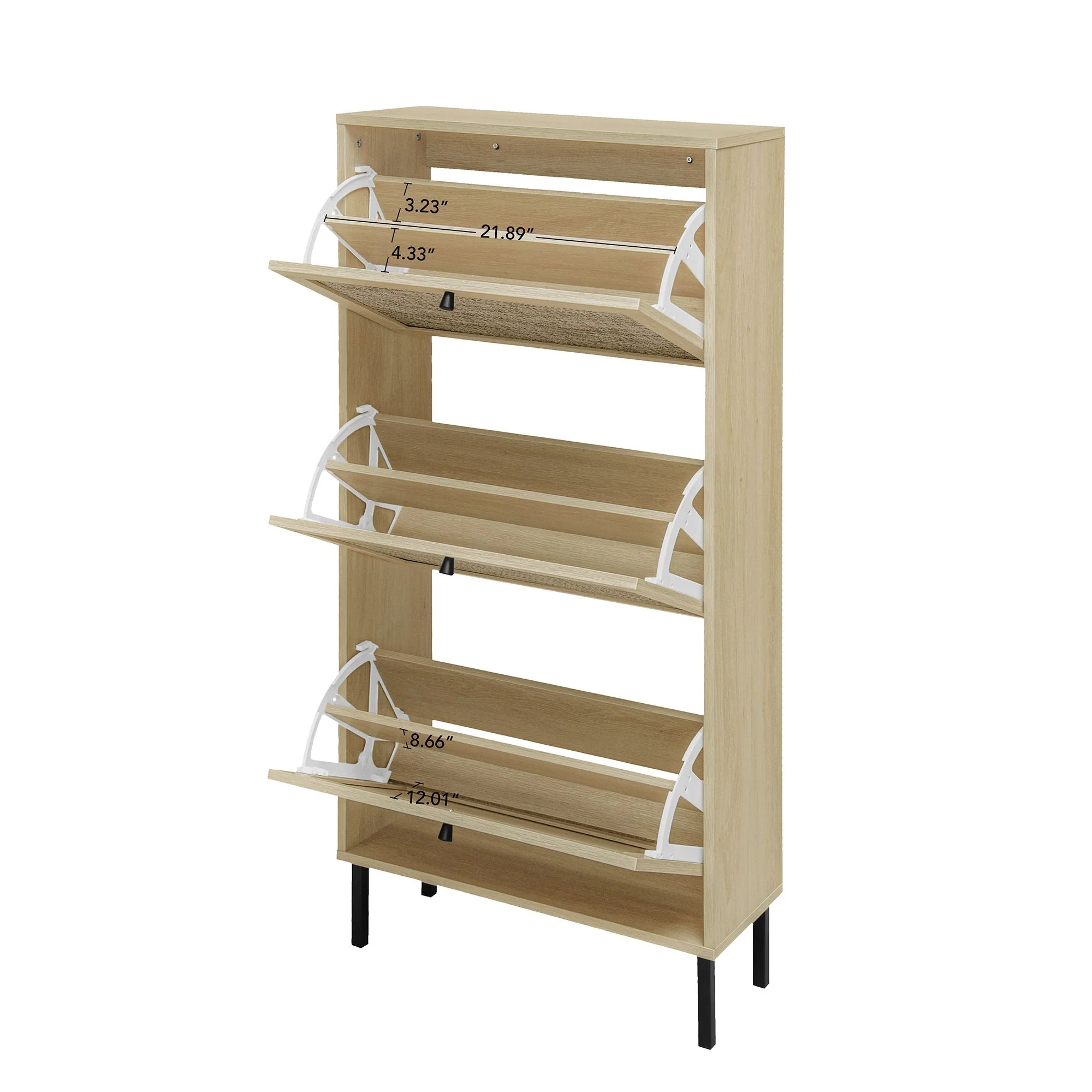 Modern Rattan 3 Door Shoe Rack Cabinet for Entryway - Image 50