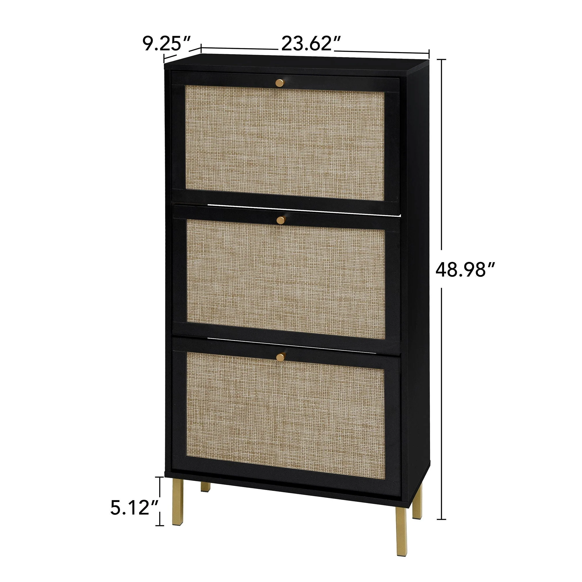 Modern Rattan 3 Door Shoe Rack Cabinet for Entryway - Image 51