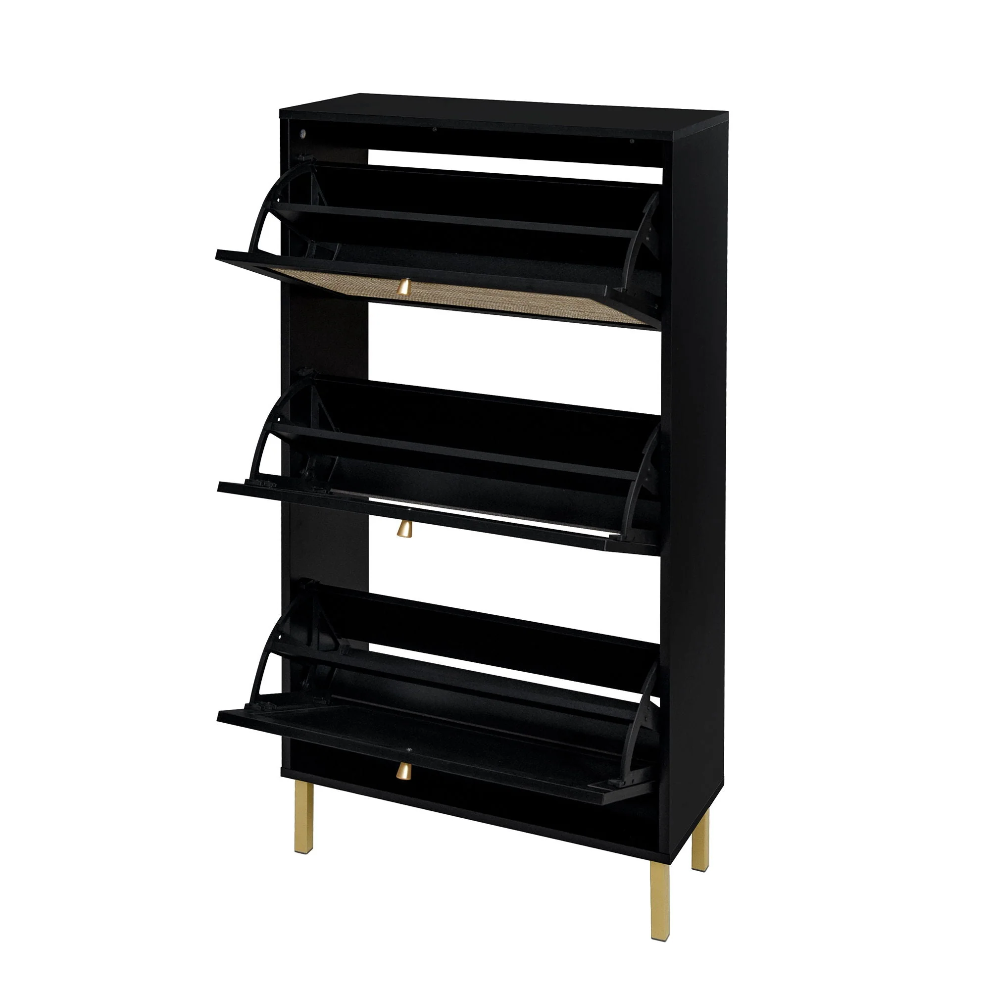 Modern Rattan 3 Door Shoe Rack Cabinet for Entryway - Image 52