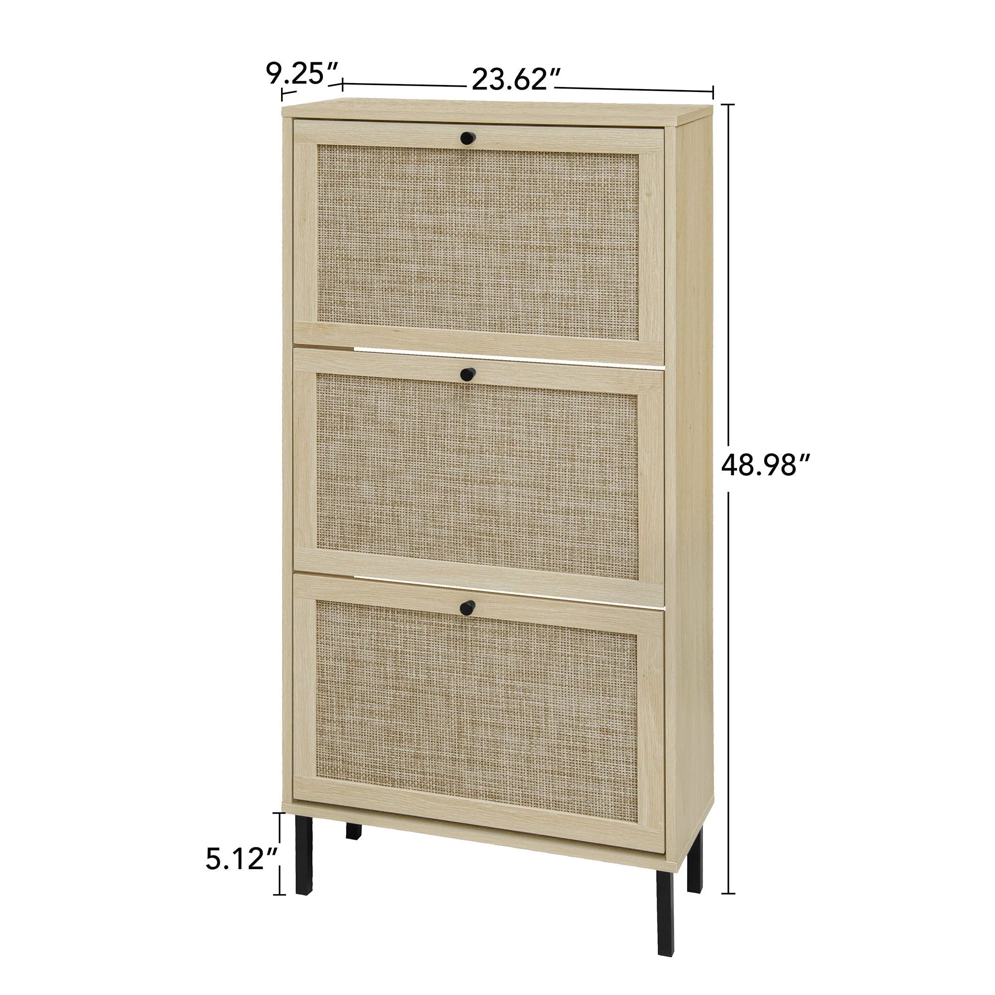 Modern Rattan 3 Door Shoe Rack Cabinet for Entryway - Image 53