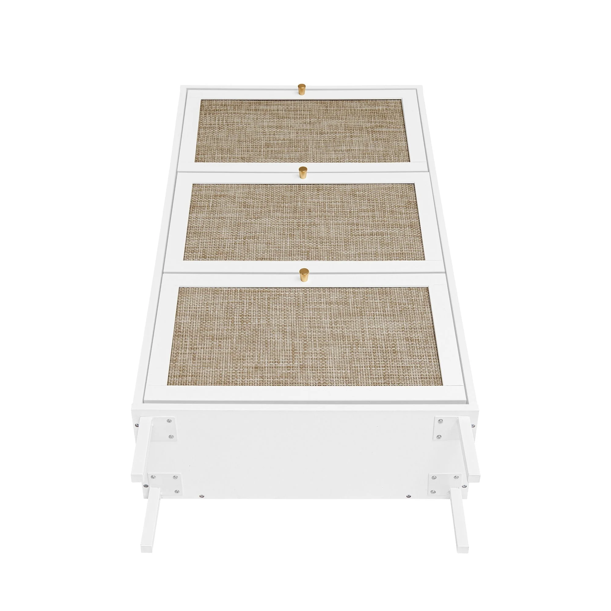 Modern Rattan 3 Door Shoe Rack Cabinet for Entryway - Image 56