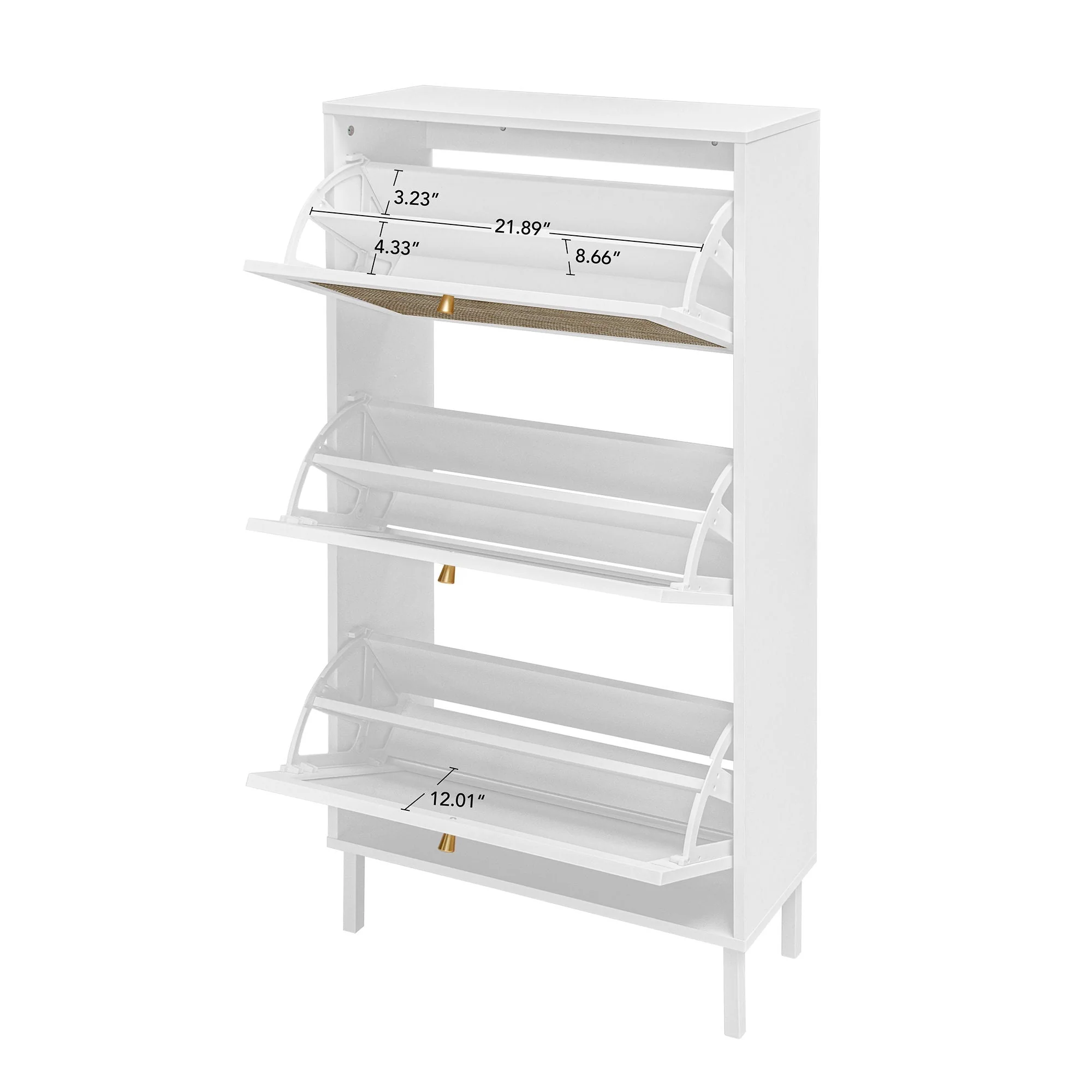 Modern Rattan 3 Door Shoe Rack Cabinet for Entryway - Image 59